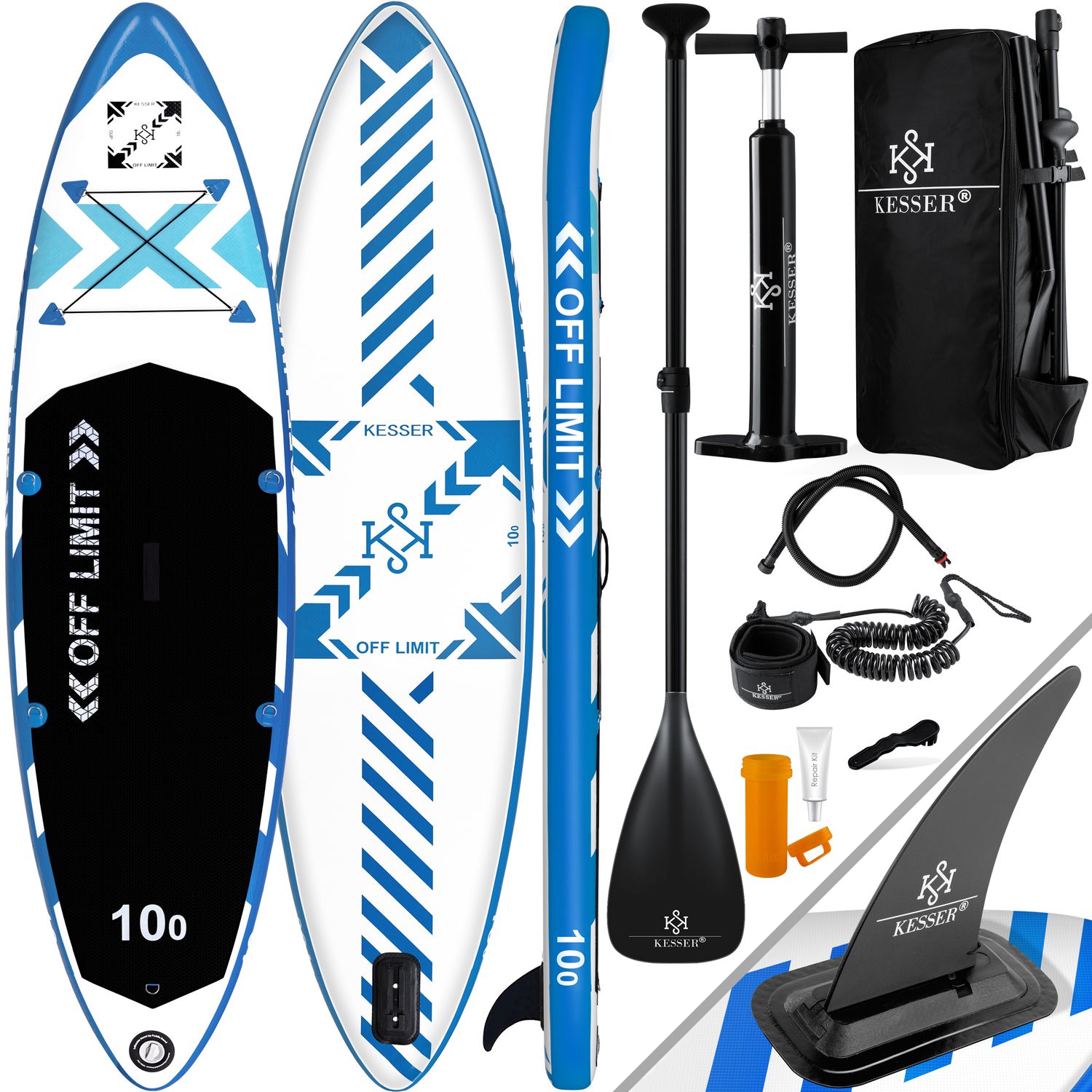KESSER&reg; Aufblasbares SUP Board Set Stand Up Paddle Board Premium Surfboard Wassersport | 6 Zoll Dick  | Komplettes Zubeh&ouml;r | 130kg 