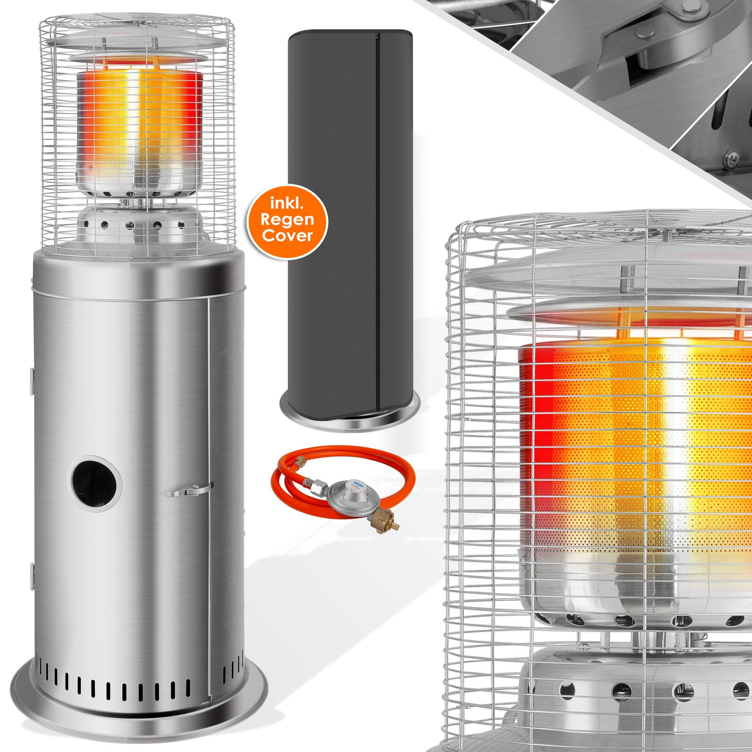 KESSER&reg; Heizstrahler Gas KE12 Heizpilz f&uuml;r Terrasse Terrassenheizer Terrassenheizstrahler, Freiluftheizung 10 kW Gasheizstrahler Gasheizer, W&auml;rmestrahler, Heizger&auml;t - inkl. Schutzh&uuml;lle 