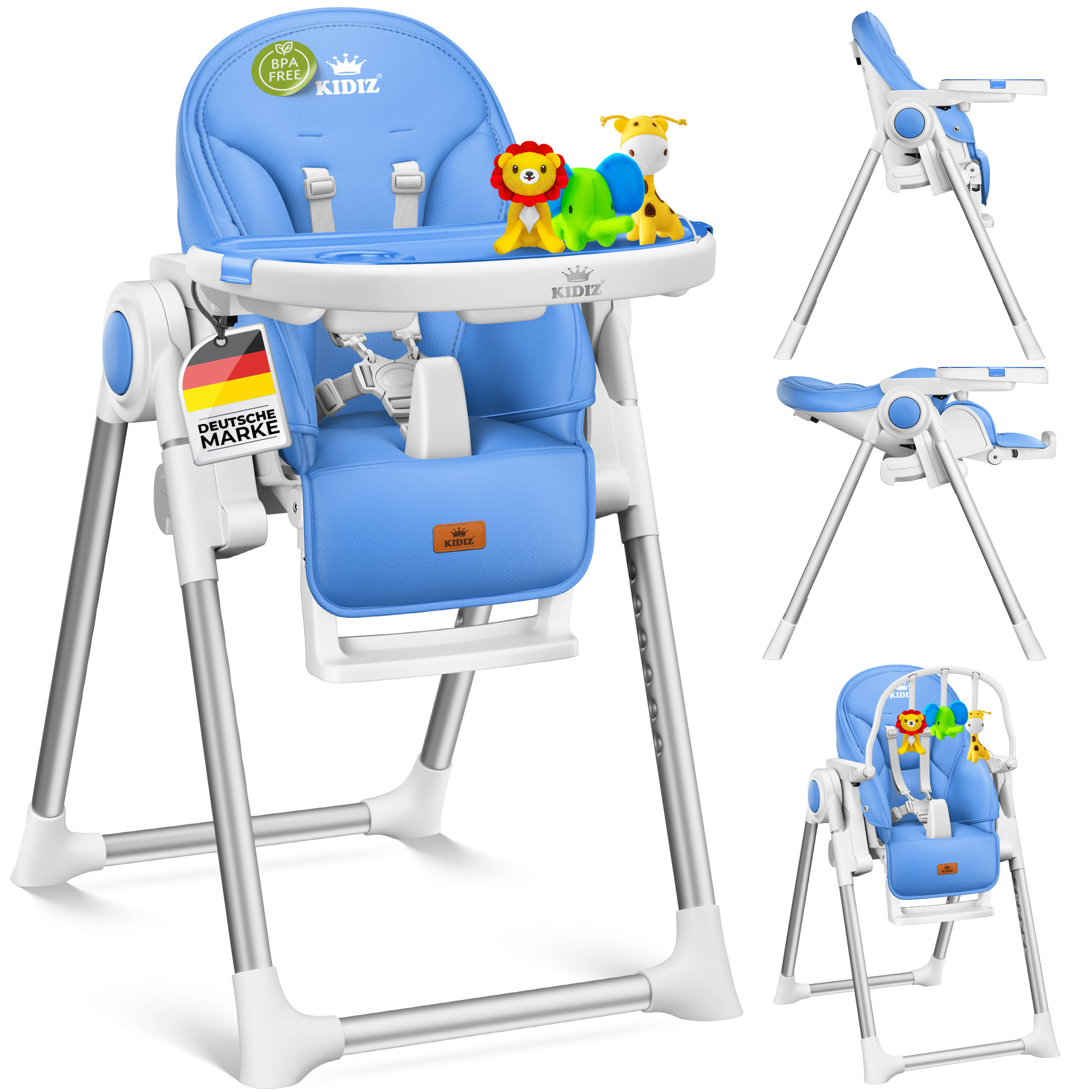 KIDIZ&reg; 3in1 Hochstuhl Kinderhochstuhl inkl. Spielb&uuml;gel , Babyliege , Kombihochstuhl Babyhochsitz ,7 h&ouml;henverstellbar Verstellbare R&uuml;ckenlehne , mitwachsend ab 0 Monate bis 6 Jahre Babystuhl 