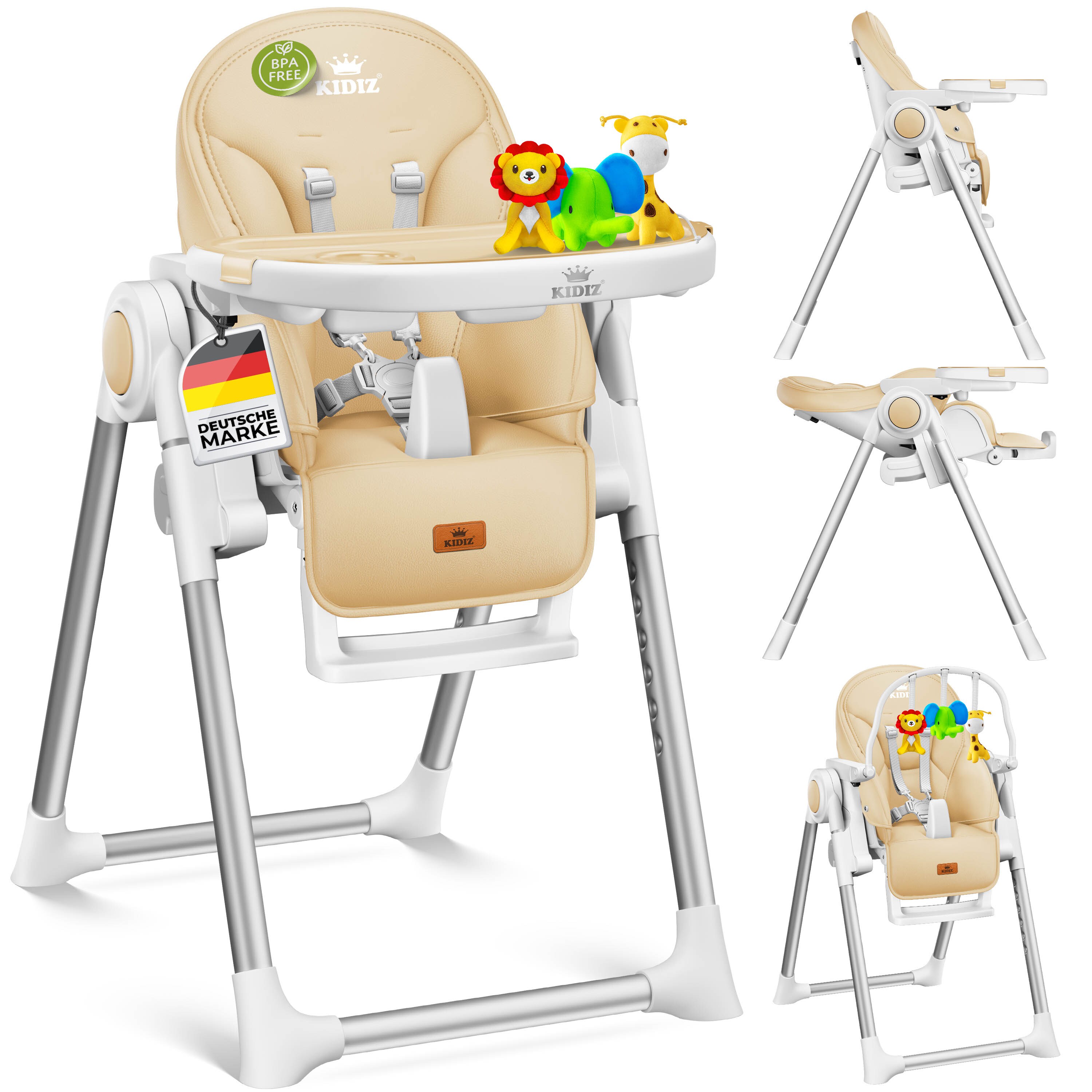 KIDIZ&reg; 3in1 Hochstuhl Kinderhochstuhl inkl. Spielb&uuml;gel , Babyliege , Kombihochstuhl Babyhochsitz ,7 h&ouml;henverstellbar Verstellbare R&uuml;ckenlehne , mitwachsend ab 0 Monate bis 6 Jahre Babystuhl 
