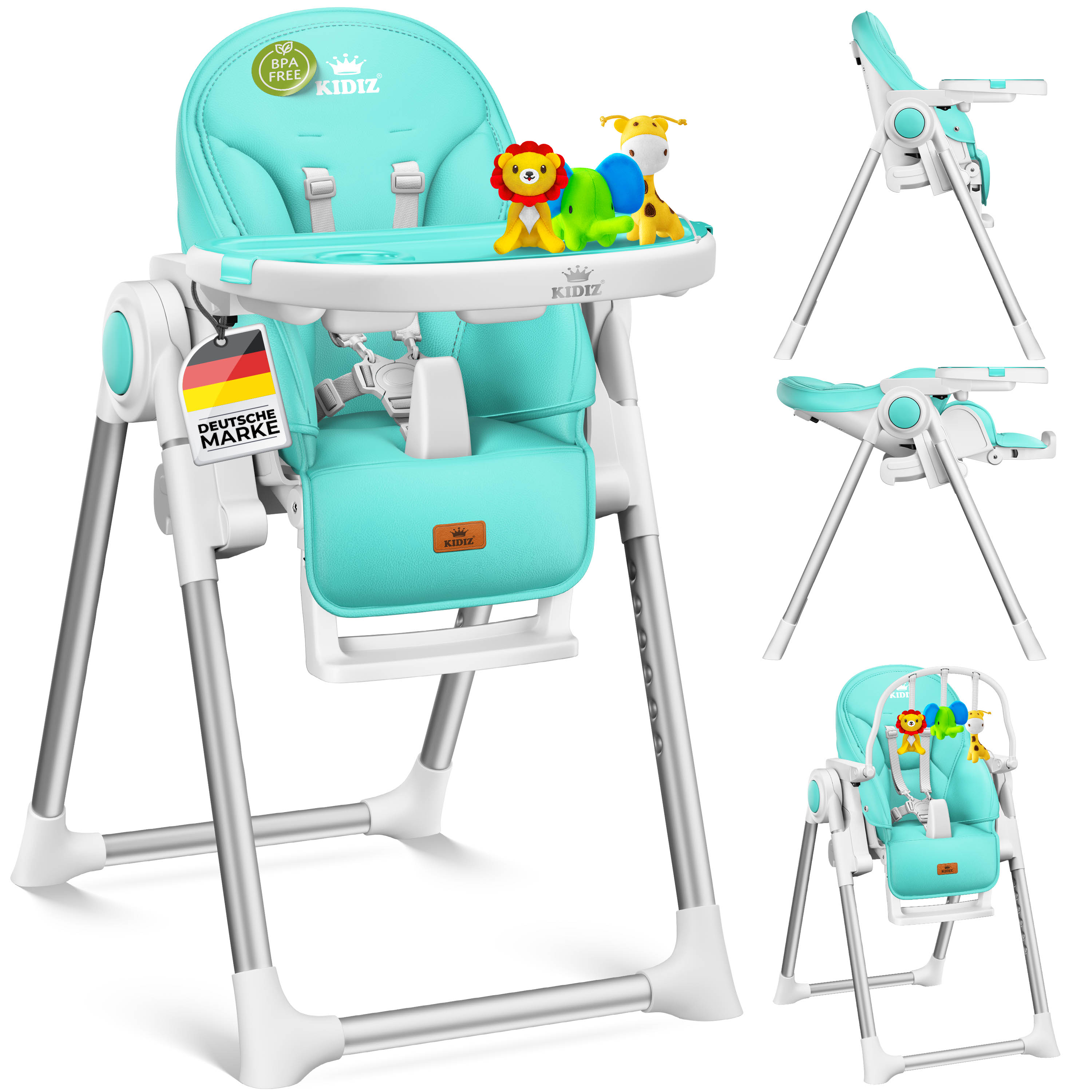 KIDIZ&reg; 3in1 Hochstuhl Kinderhochstuhl inkl. Spielb&uuml;gel , Babyliege , Kombihochstuhl Babyhochsitz ,7 h&ouml;henverstellbar Verstellbare R&uuml;ckenlehne , mitwachsend ab 0 Monate bis 6 Jahre Babystuhl 