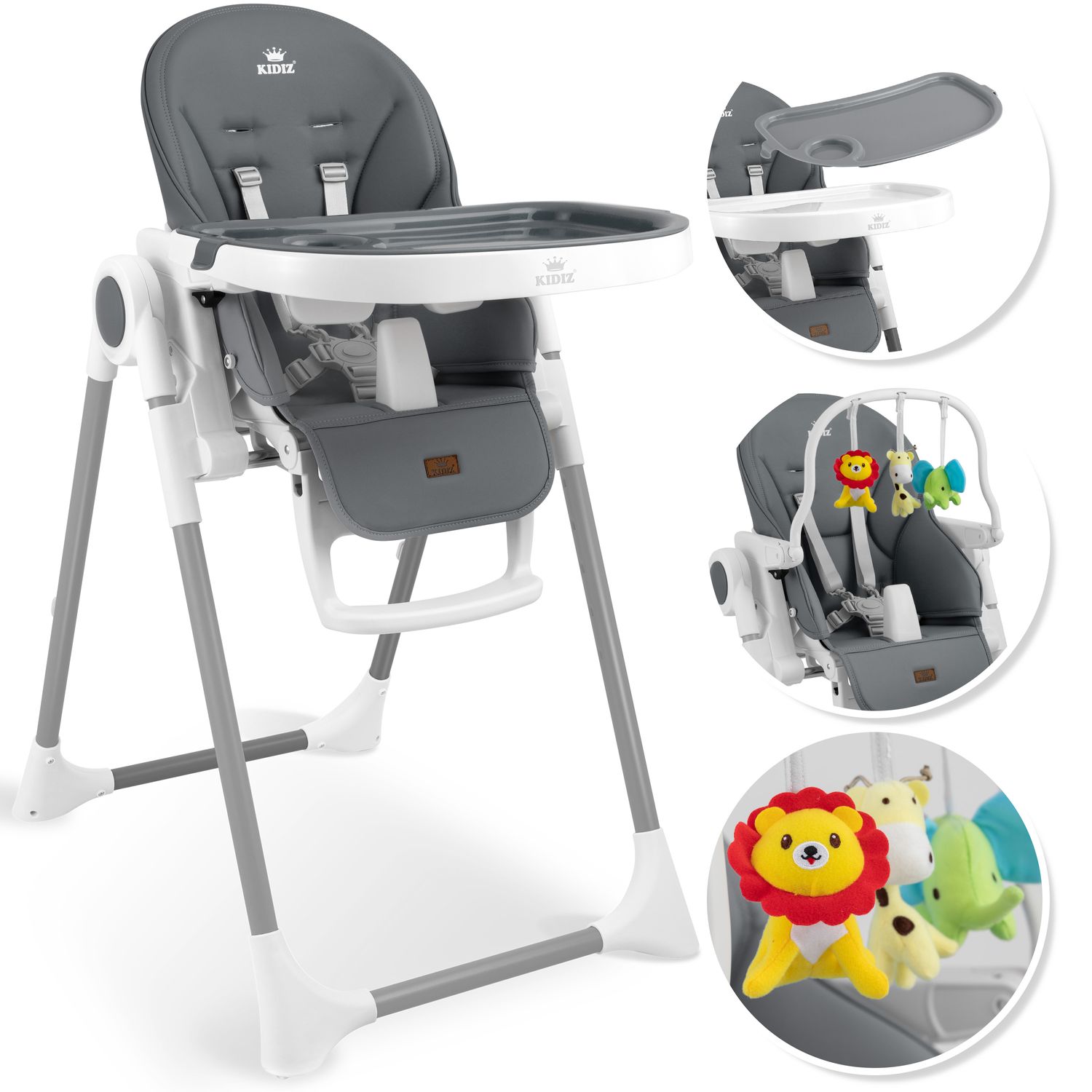 KIDIZ&reg; 3in1 Hochstuhl Kinderhochstuhl inkl. Spielb&uuml;gel , Babyliege , Kombihochstuhl Babyhochsitz ,7 h&ouml;henverstellbar Verstellbare R&uuml;ckenlehne , mitwachsend ab 0 Monate bis 6 Jahre Babystuhl 
