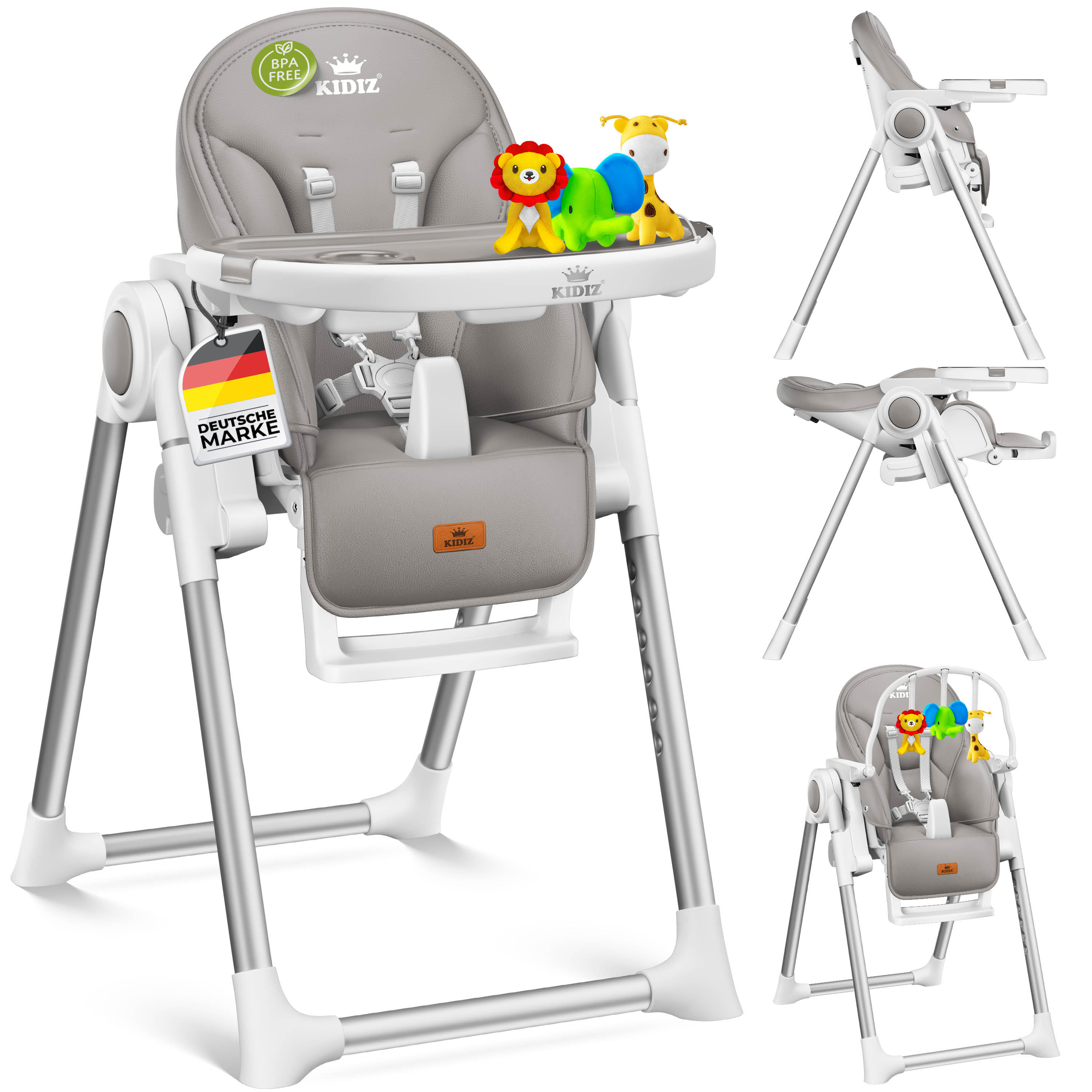 KIDIZ&reg; 3in1 Hochstuhl Kinderhochstuhl inkl. Spielb&uuml;gel , Babyliege , Kombihochstuhl Babyhochsitz ,7 h&ouml;henverstellbar Verstellbare R&uuml;ckenlehne , mitwachsend ab 0 Monate bis 6 Jahre Babystuhl 