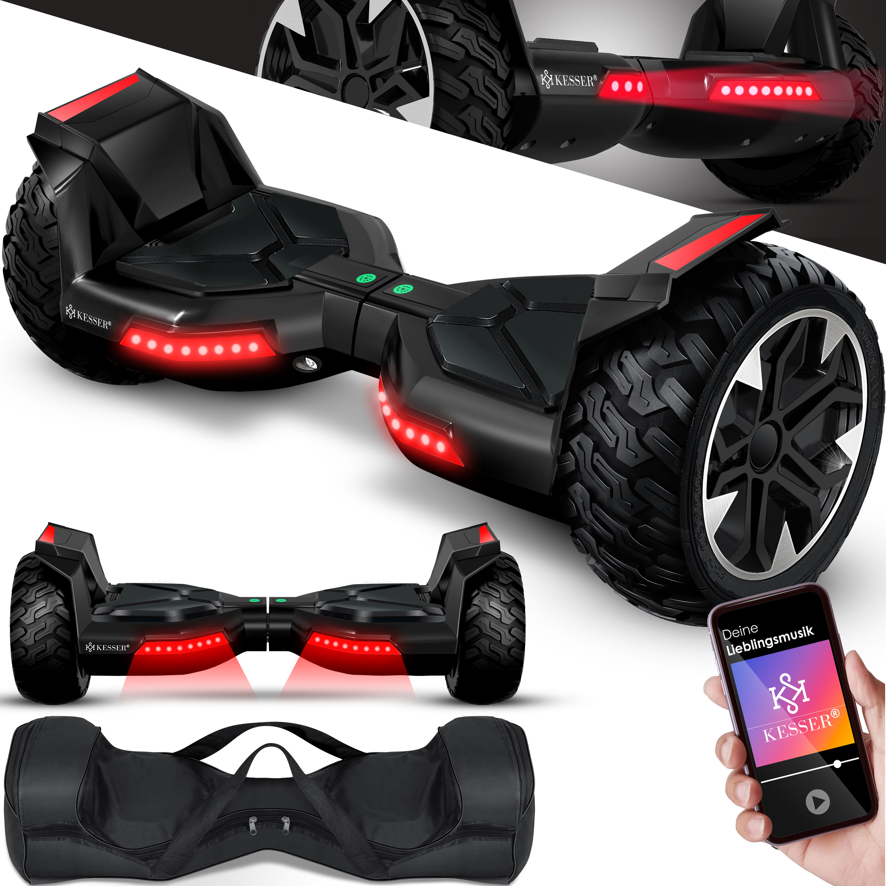 KESSER&reg; Hoverboard 8,5 Zoll 800 mit Bluetooth Lautsprecher, LED Licht, Kinder Sicherheitsmodus, Dual Motor, Smart Elektro Self Balance Board Hover E-Scooter 