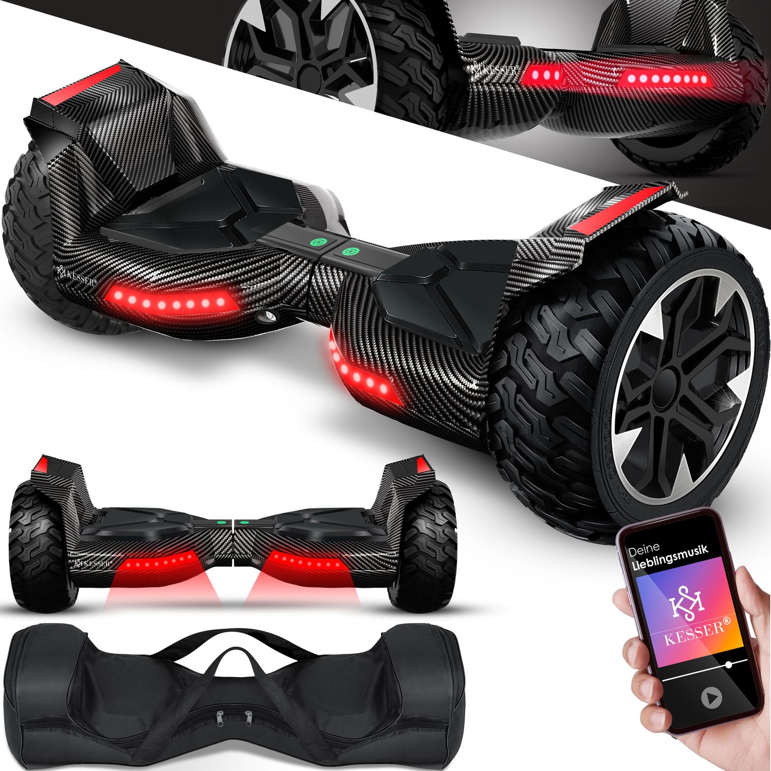 KESSER&reg; Hoverboard 8,5 Zoll 800 mit Bluetooth Lautsprecher, LED Licht, Kinder Sicherheitsmodus, Dual Motor, Smart Elektro Self Balance Board Hover E-Scooter 