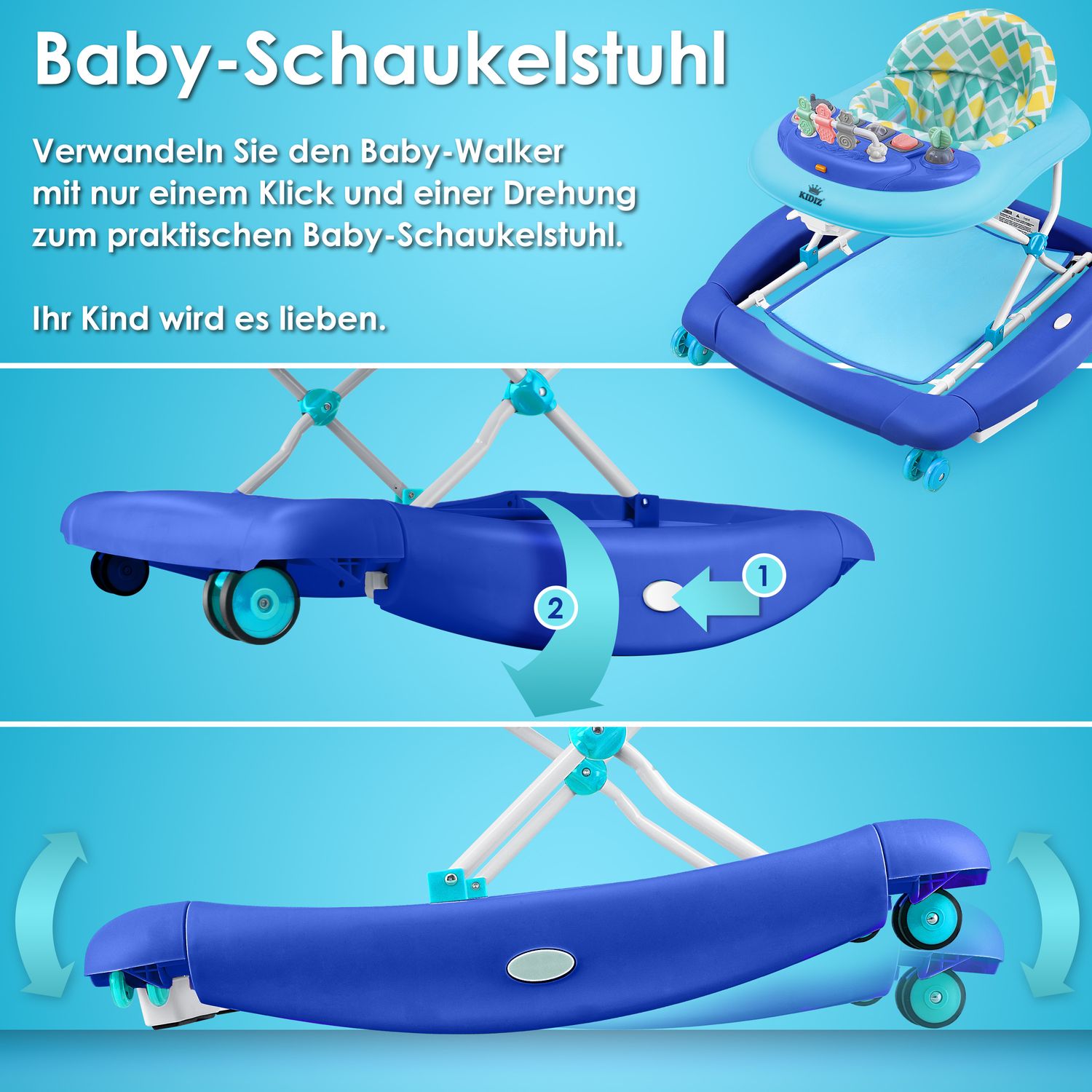 ZXTGBQ Lauflernhilge Für Baby 6-36 Monate - Gehhilfe Mit Abnehmbarem Griff