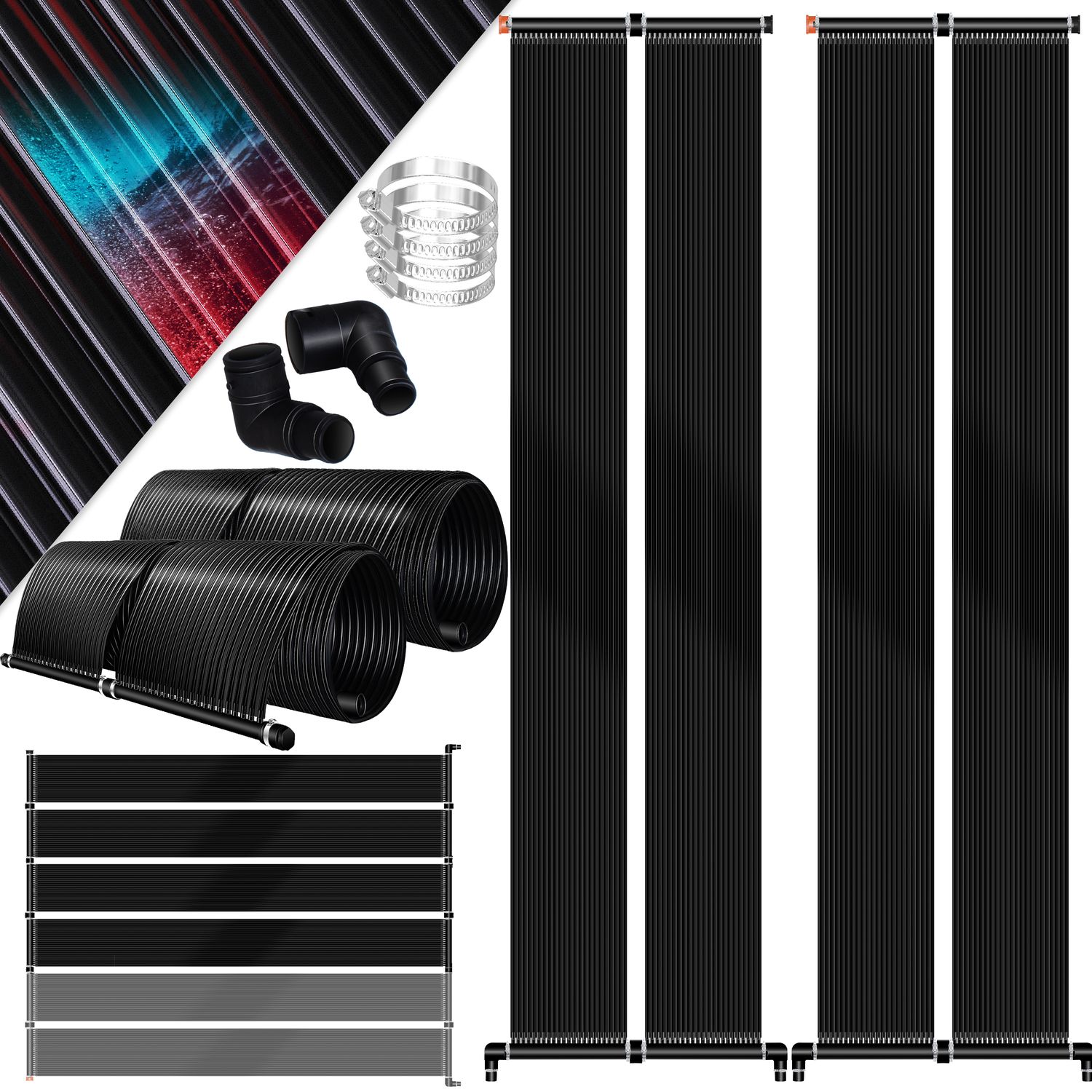 KESSER&reg; Solarkollektor Poolheizung cm, Warmwasser Heizung Solarheizung f&uuml;r Pools  l Beliebig erweiterbar l  UV-best&auml;ndiger Kunststoff 