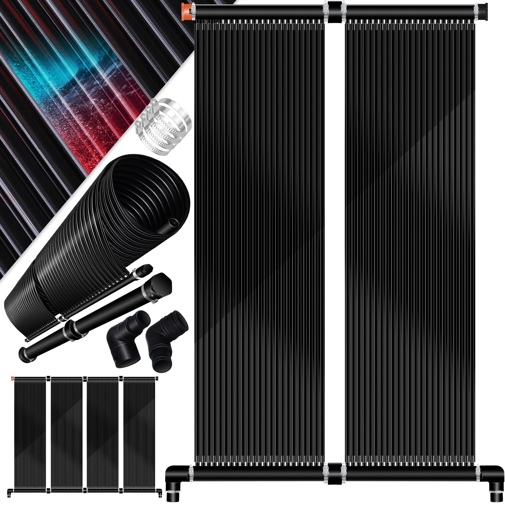 ® Solarkollektor Poolheizung cm, Warmwasser Heizung Solarheizung für Pools  l Beliebig erweiterbar l  UV-beständiger Kunststoff