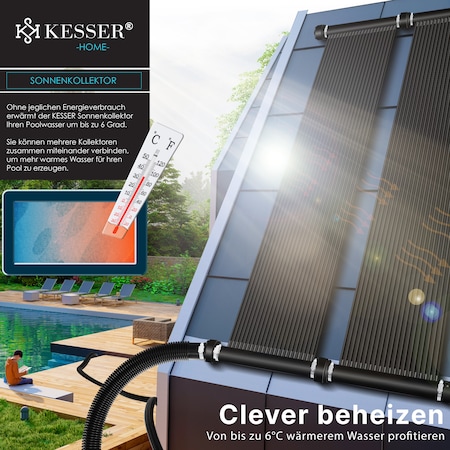 KESSER® Solarkollektor Poolheizung cm, Warmwasser Heizung Solarheizung für  Pools l Beliebig erweiterbar l UV-beständiger Kunststoff