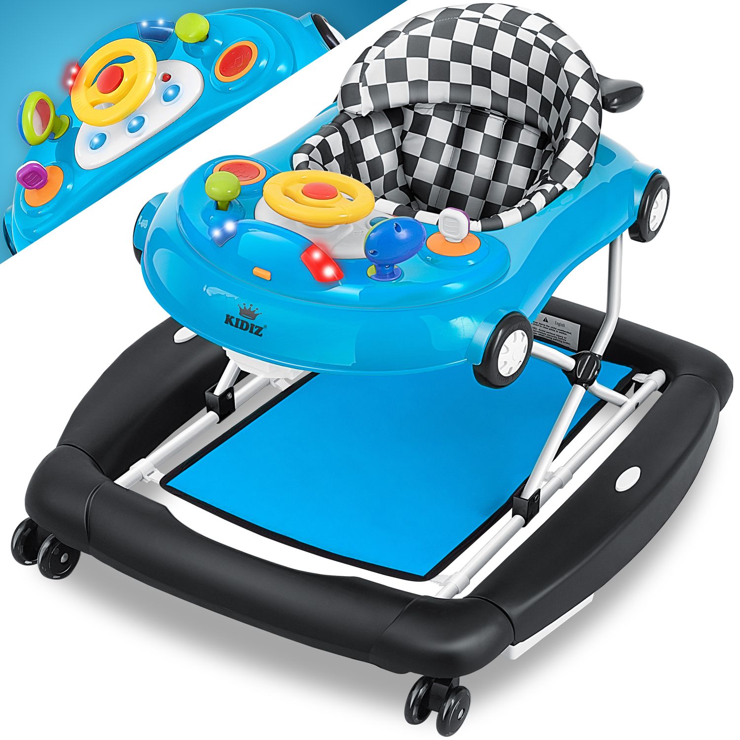 KIDIZ&reg; 4in1 Lauflernhilfe Babywalker Spiel- und Lauflernwagen Gehfrei - Schaukelfunktion Babywippe mit Rollen, Licht, Musik ,Spielecenter Esstisch Laufstuhl Laufhilfe babys ab 6 Monaten Klappbar 