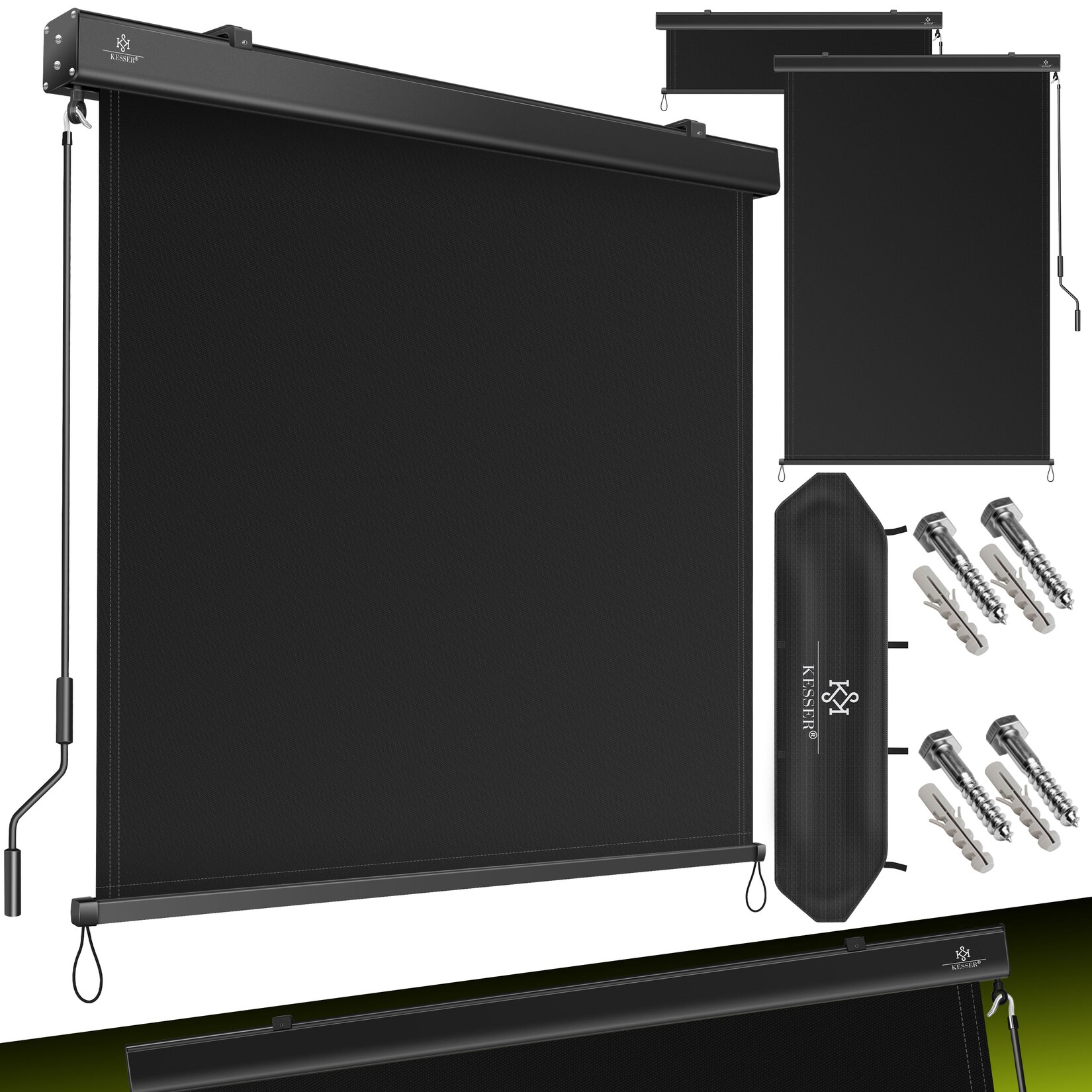 ® Senkrechtmarkise Außenrollo Handkurbelmechanismus Balkonrollo Sonnen & Sichtschutz Beschattung Sonnenschutz Außen Rollo mit Kurbel Markisenkasten Balkon & Terrasse Inkl. Montageset & Abdeckung