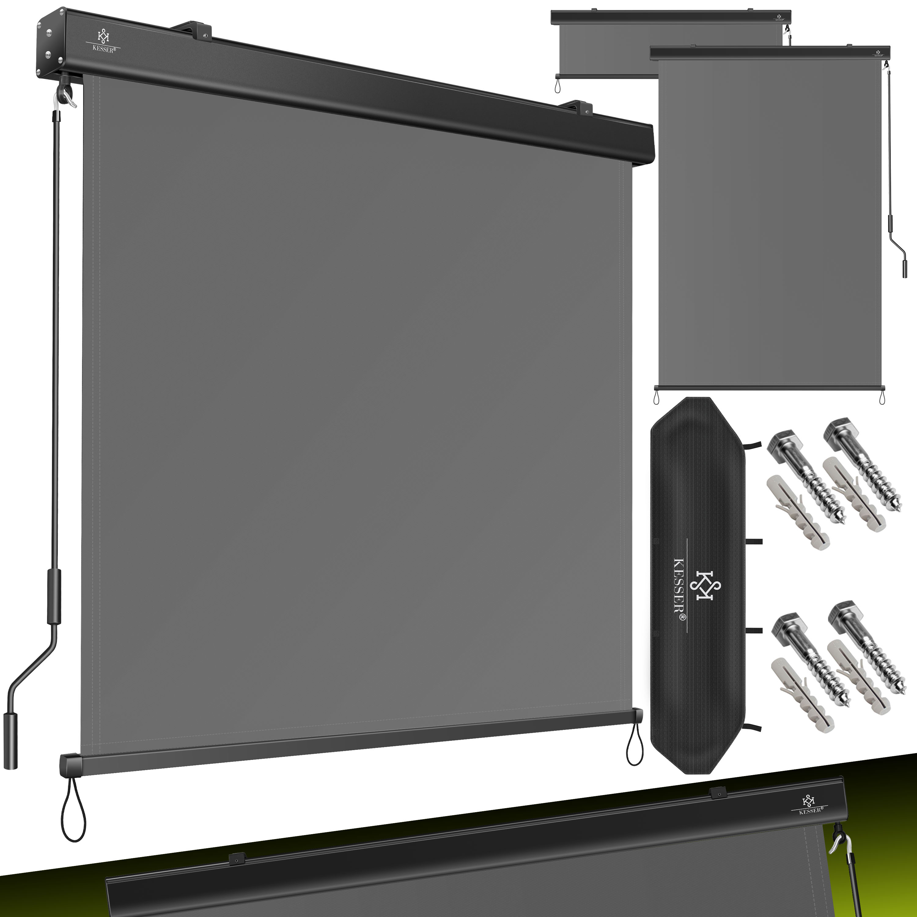KESSER&reg; Senkrechtmarkise Au&szlig;enrollo Handkurbelmechanismus Balkonrollo Sonnen & Sichtschutz Beschattung Sonnenschutz Au&szlig;en Rollo mit Kurbel Markisenkasten Balkon & Terrasse Inkl. Montageset & Abdeckung 