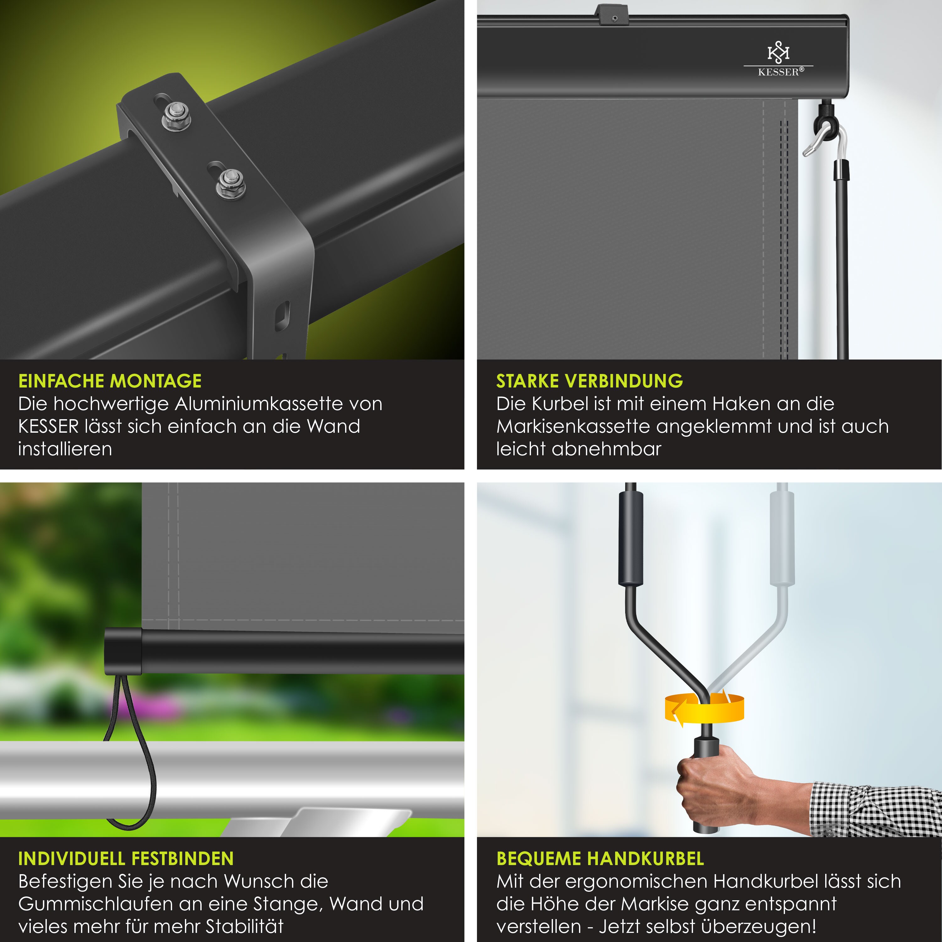KESSER Senkrechtmarkise Auenrollo Handkurbelmechanismus Balkonrollo  Sonnen & Sichtschutz Beschattung Sonnenschutz Auen Rollo mit Kurbel  Markisenkasten Balkon & Terrasse Inkl. Montageset & Abdeckung bei Marktkauf  online bestellen