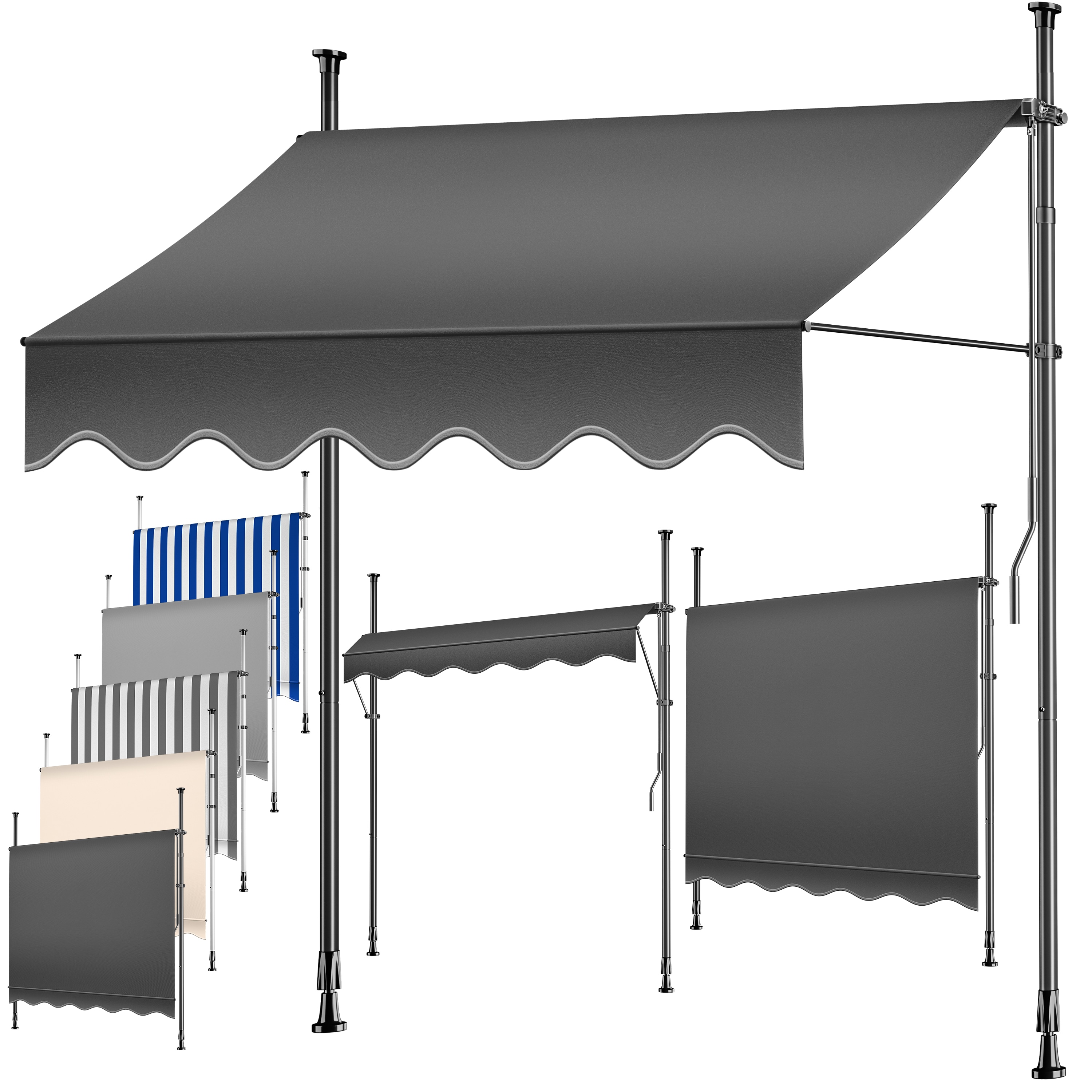 KESSER&reg; Klemmmarkise mit Handkurbel Balkon, Balkonmarkise ohne Bohren, UV-best&auml;ndig h&ouml;henverstellbar wasserabweisend , Sonnenschutz, Terrassen&uuml;berdachung , einfache Montage 