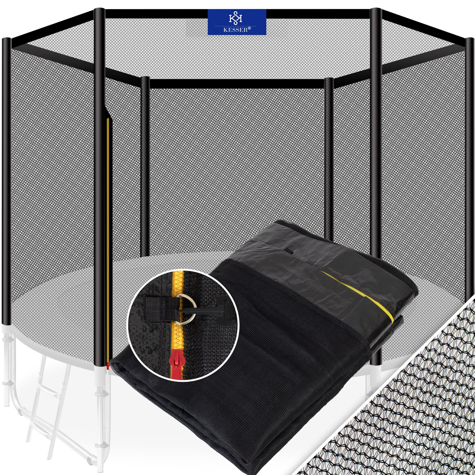 ® Trampolin Ersatznetz Sicherheitsnetz UV-beständig Trampolinnetz Trampolinschutz Ø 244 305 366 427 cm   einfache Montage   Eingangstür mit Reißverschluss   aus hochwertigen Materialien