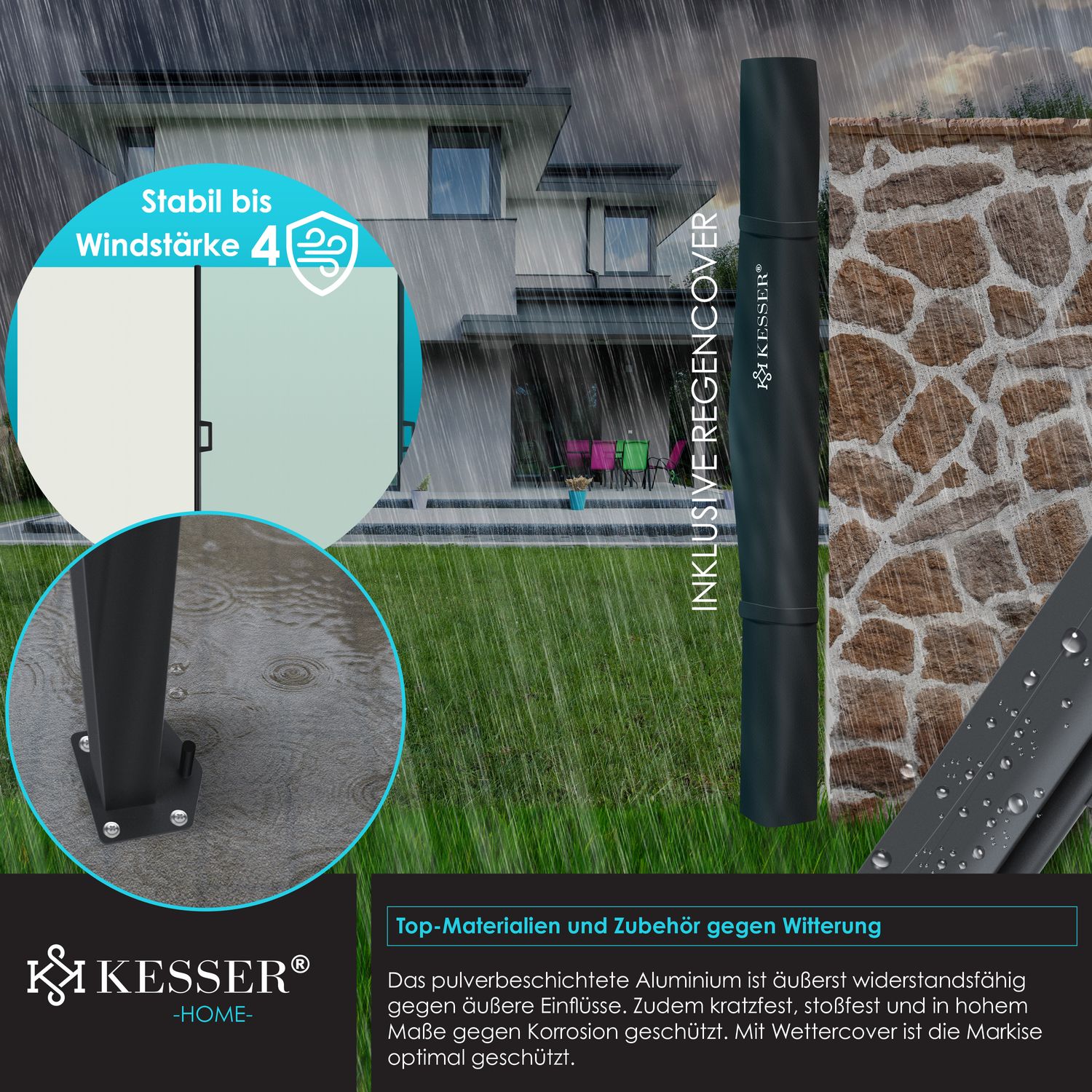 KESSER Seitenmarkise ausziehbar Markise Blickdicht Sichtschutz &  Windschutz fr Garten Balkon & Terrasse, Seitenrollo mit Wandhalterung und  Cover bei Marktkauf online bestellen
