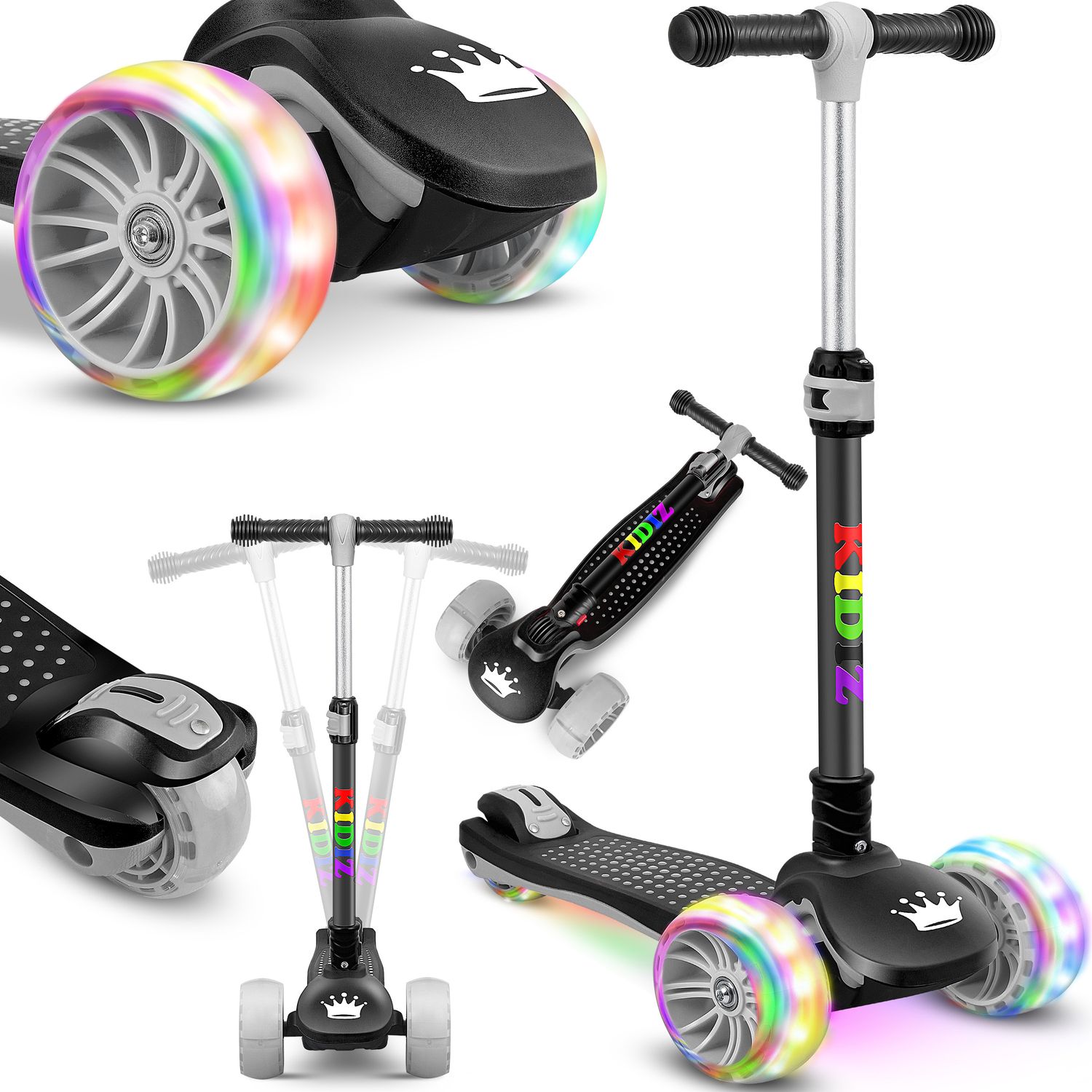 KIDIZ&reg; Roller Kinder Scooter X-Pro2 Dreiradscooter mit PU LED Leuchtenden R&auml;der Kinderroller faltbar Tret-Roller h&ouml;henverstellbarer Cityroller Kinderscooter f&uuml;r Jungen M&auml;dchen 3-12 Jahre 