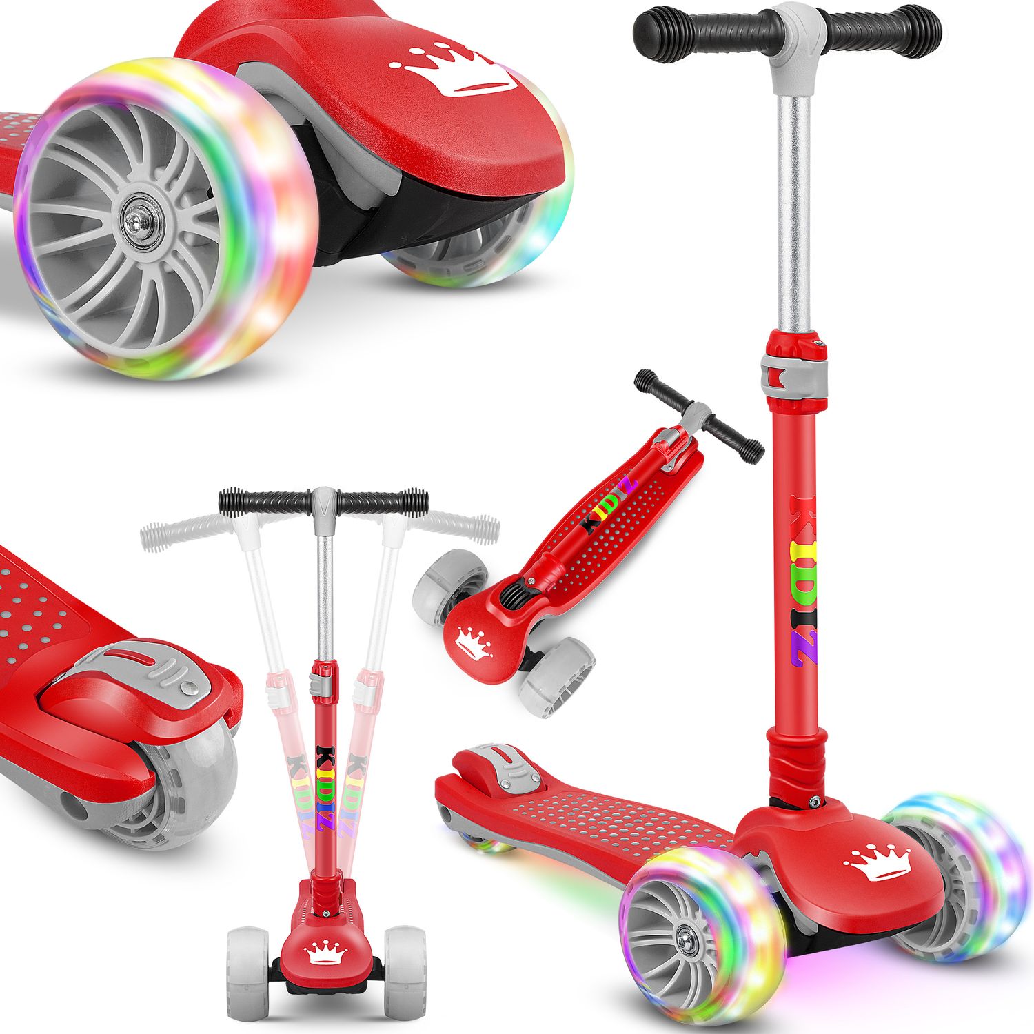 KIDIZ&reg; Roller Kinder Scooter X-Pro2 Dreiradscooter mit PU LED Leuchtenden R&auml;der Kinderroller faltbar Tret-Roller h&ouml;henverstellbarer Cityroller Kinderscooter f&uuml;r Jungen M&auml;dchen 3-12 Jahre 