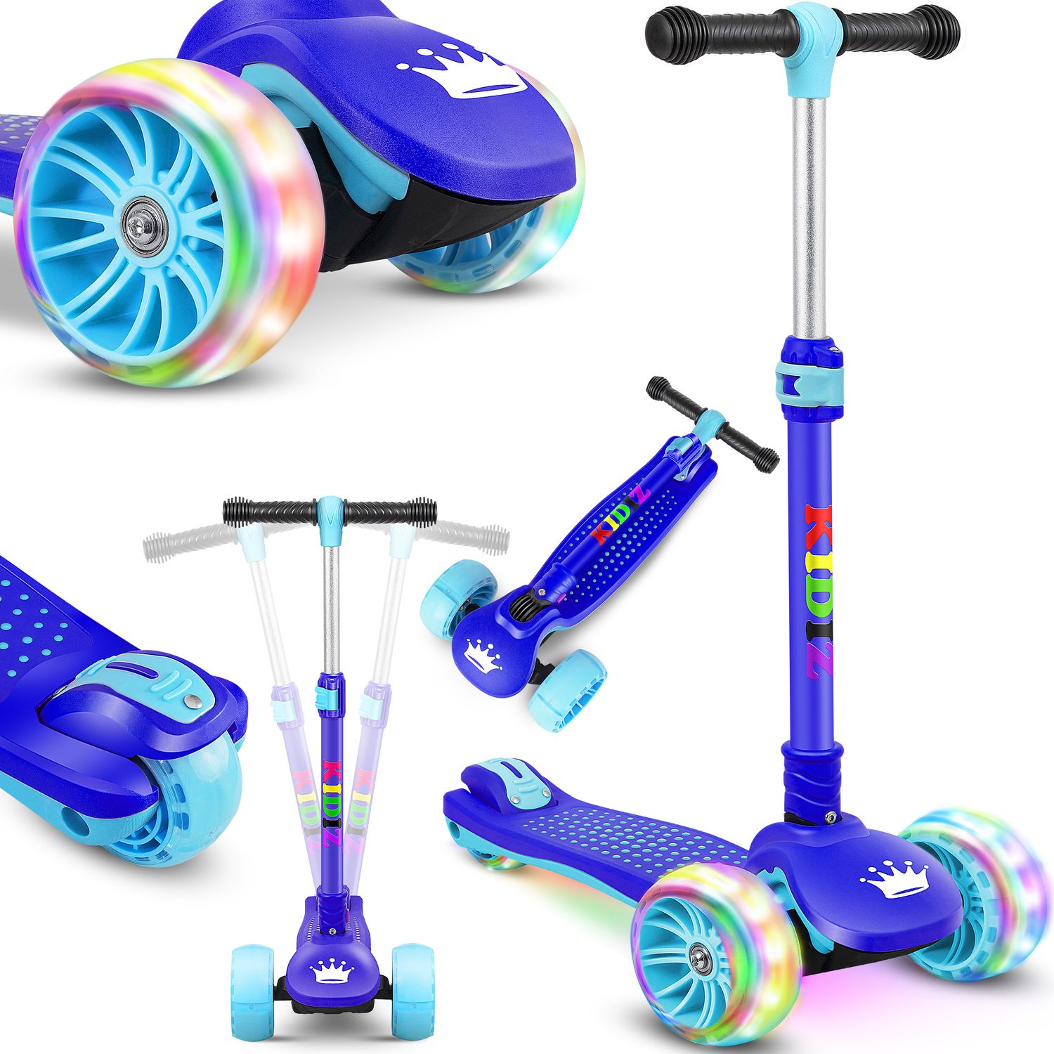 KIDIZ&reg; Roller Kinder Scooter X-Pro2 Dreiradscooter mit PU LED Leuchtenden R&auml;der Kinderroller faltbar Tret-Roller h&ouml;henverstellbarer Cityroller Kinderscooter f&uuml;r Jungen M&auml;dchen 3-12 Jahre 
