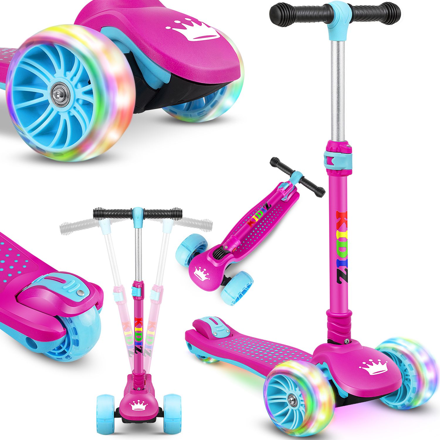 KIDIZ&reg; Roller Kinder Scooter X-Pro2 Dreiradscooter mit PU LED Leuchtenden R&auml;der Kinderroller faltbar Tret-Roller h&ouml;henverstellbarer Cityroller Kinderscooter f&uuml;r Jungen M&auml;dchen 3-12 Jahre 