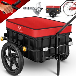 KESSER® Fahrradanhänger Lastenanhänger Handwagen mit Kupplung Hochdeichsel für Fahrrad Transportanhänger Transportbox mit 70 Liter Volumen Max. 60kg  für Fahrräder mit 26'' - 28'' 