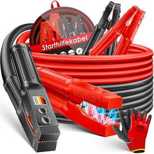 MASKO® Starthilfekabel Überbrückungskabel für Benzin- und Dieselmotoren, 6/12/24 Volt. Auto Motorrad Starterkabel aus Kupfer inkl. Handschuhe und Tragetasche (25mm² 1200A / 30mm² 1500A) 