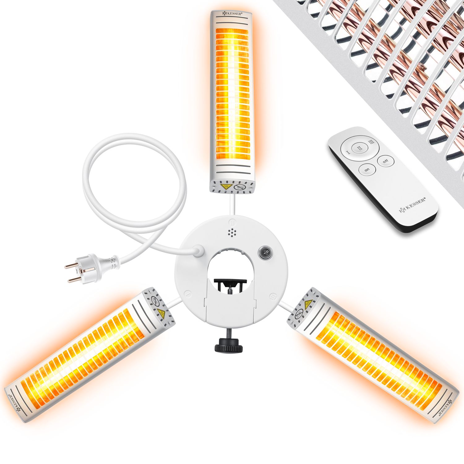 KESSER&reg; Heizstrahler Infrarot 3000W f&uuml;r Terrasse Gastro- & Sonnenschirm Quarzstrahler Outdoor Infrarotstrahler Terrassenstrahler mit Fernbedienung | h&ouml;henverstellbar Garten & Au&szlig;enbereich 