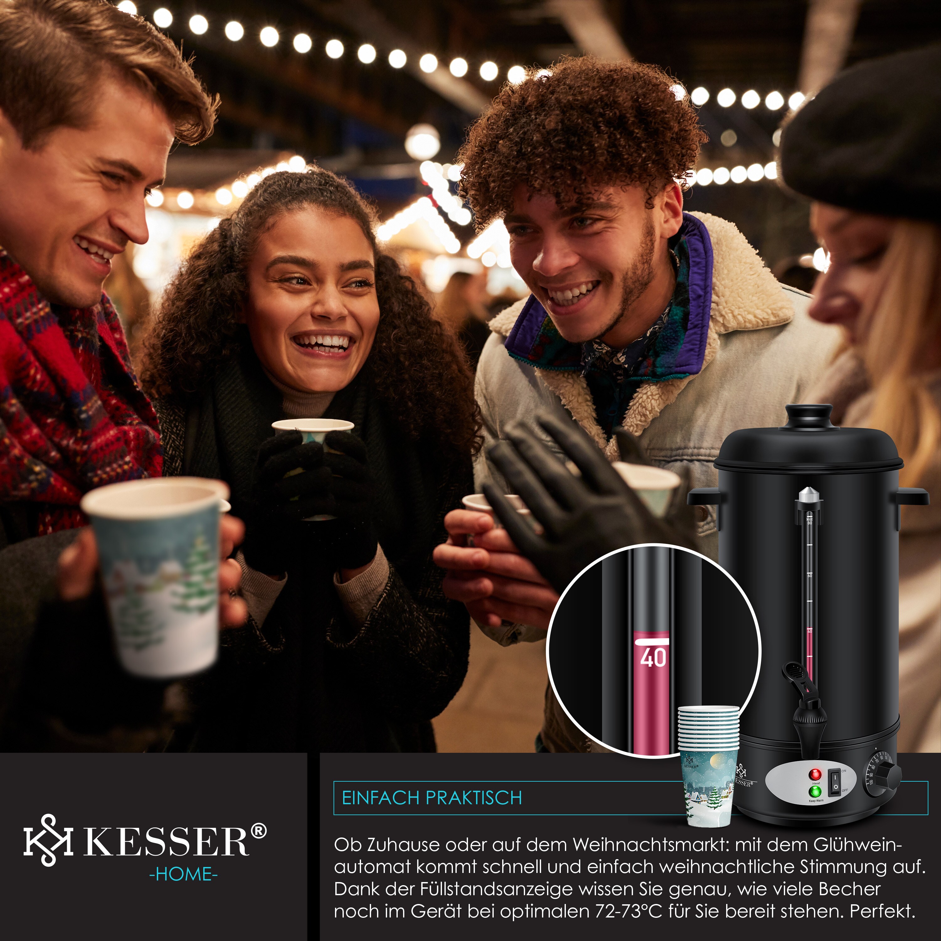 KESSER® Glühweinkessel Edelstahl Glühweinkocher Glühweinautomat Heißgetränkeautomat Wasserkocher Heißwasserspender Kocher Einkochautomat bei Marktkauf online bestellen