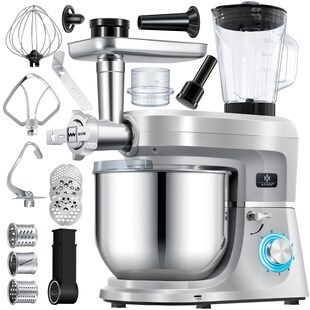 KESSER® 3 in 1 Universal Küchenmaschine K-KM 3000 mit Fleischwolf Knetmaschine Multifuntionale Rührmaschine 5,5L Schüssel mit 3 Rührwerkzeuge 1,5L Entsafter Wurst Set Pasta & Plätzchenformen 