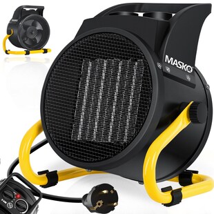 MASKO® Elektroheizer Heizlüfter Bauheizer Keramik Heizstrahler elektrisch Heizgerät mit Thermostat Elektroheizer mit 3 Heizstufen, Heizgebläse für Innen- und Außeneinsatz 