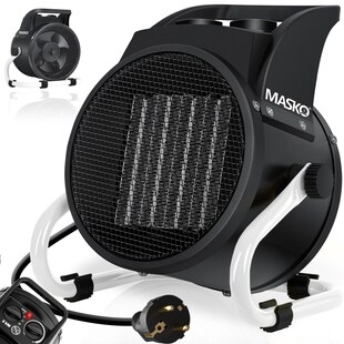 MASKO® Elektroheizer Heizlüfter Bauheizer Keramik Heizstrahler elektrisch Heizgerät mit Thermostat Elektroheizer mit 3 Heizstufen, Heizgebläse für Innen- und Außeneinsatz 