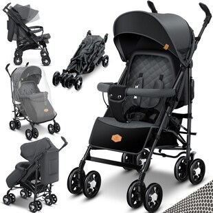 KIDIZ® Kinderwagen City-Pro Buggy Kinderbuggy klappbar Liegebuggy Sportwagen Faltbar 360° 6-Zoll-Rädern Inkl. Moskitonetz , Fußsack und Regenverdeck zusammenklappbar Schlaffunktion 