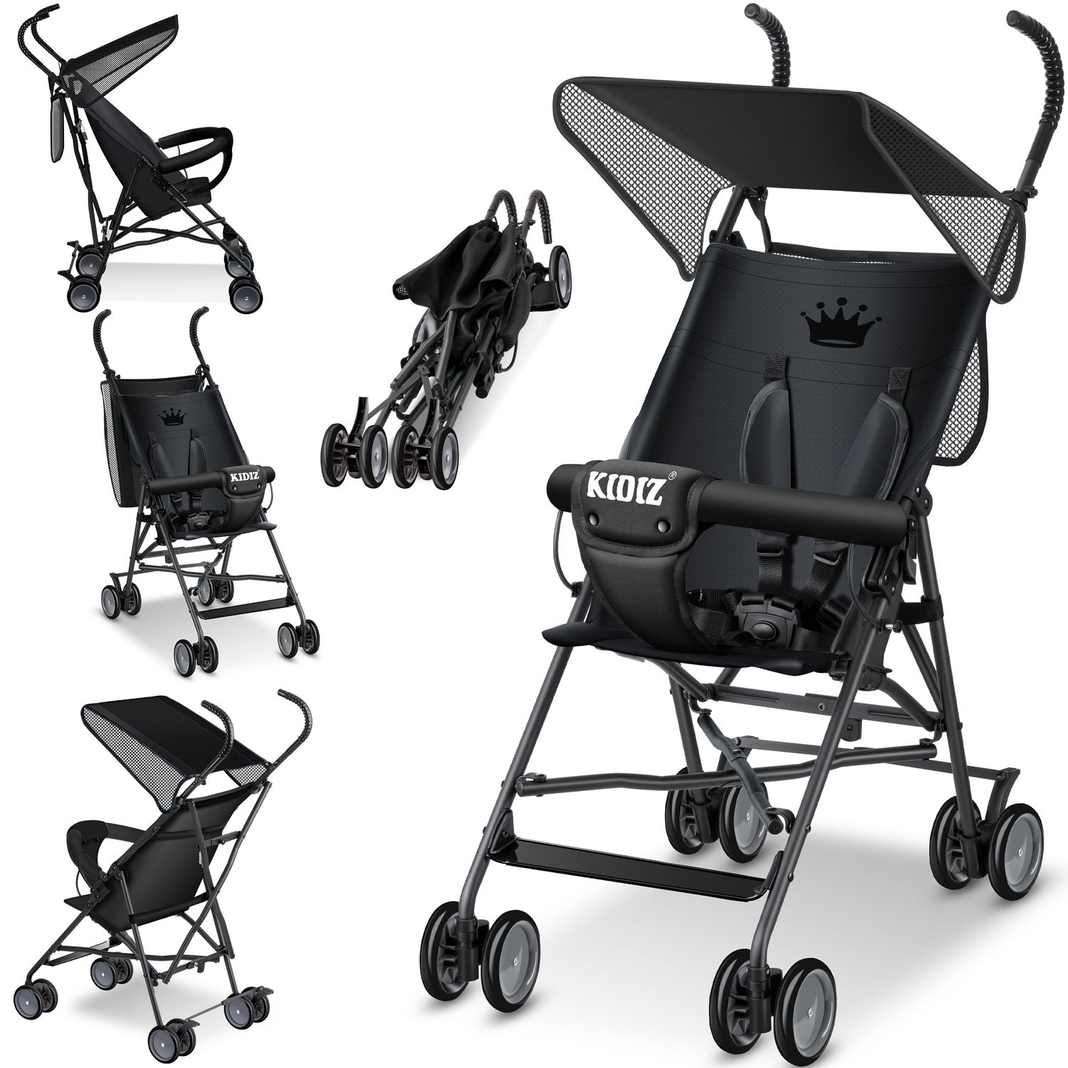 KIDIZ&reg; Kinderwagen CITY Buggy Kinderbuggy klappbar Sportwagen Faltbar 360&deg; 4-Zoll-R&auml;der Inkl. Sonnen- und Regenverdeck zusammenklappbar 5-Punkt-Sicherheitsgurt ab 6 Monate 