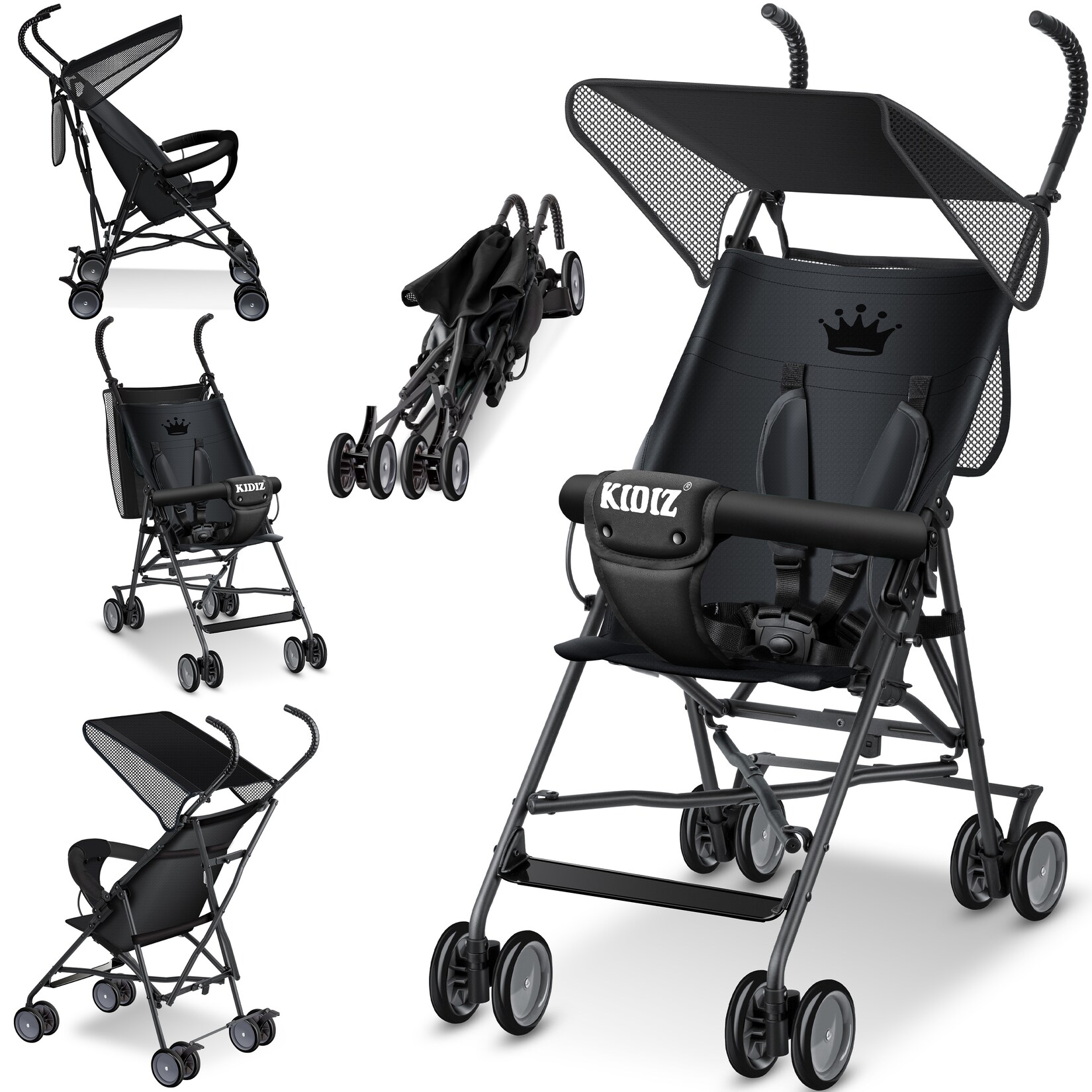 ® Kinderwagen CITY Buggy Kinderbuggy klappbar Sportwagen Faltbar 360° 4-Zoll-Räder Inkl. Sonnen- und Regenverdeck zusammenklappbar 5-Punkt-Sicherheitsgurt ab 6 Monate