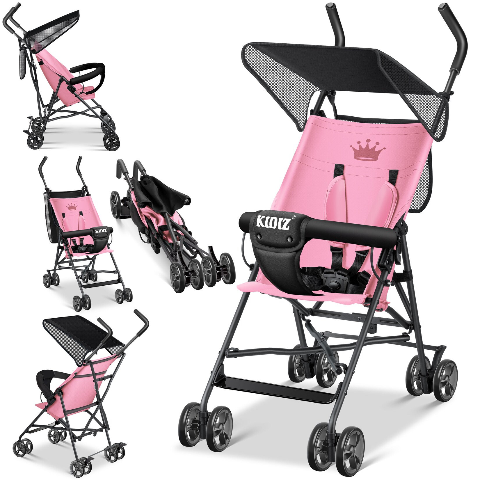® Kinderwagen CITY Buggy Kinderbuggy klappbar Sportwagen Faltbar 360° 4-Zoll-Räder Inkl. Sonnen- und Regenverdeck zusammenklappbar 5-Punkt-Sicherheitsgurt ab 6 Monate
