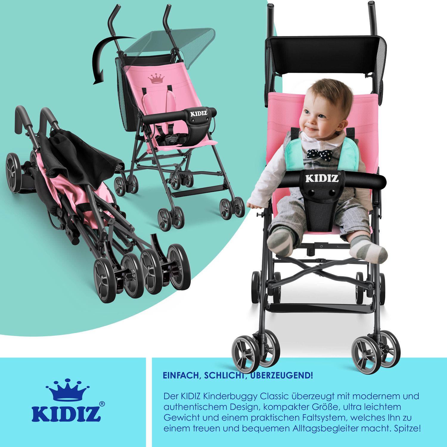 KIDIZ Kinderwagen CITY Buggy Kinderbuggy klappbar Sportwagen Faltbar 360  4-Zoll-Rder Inkl. Sonnen- und Regenverdeck zusammenklappbar  5-Punkt-Sicherheitsgurt ab 6 Monate bei Marktkauf online bestellen