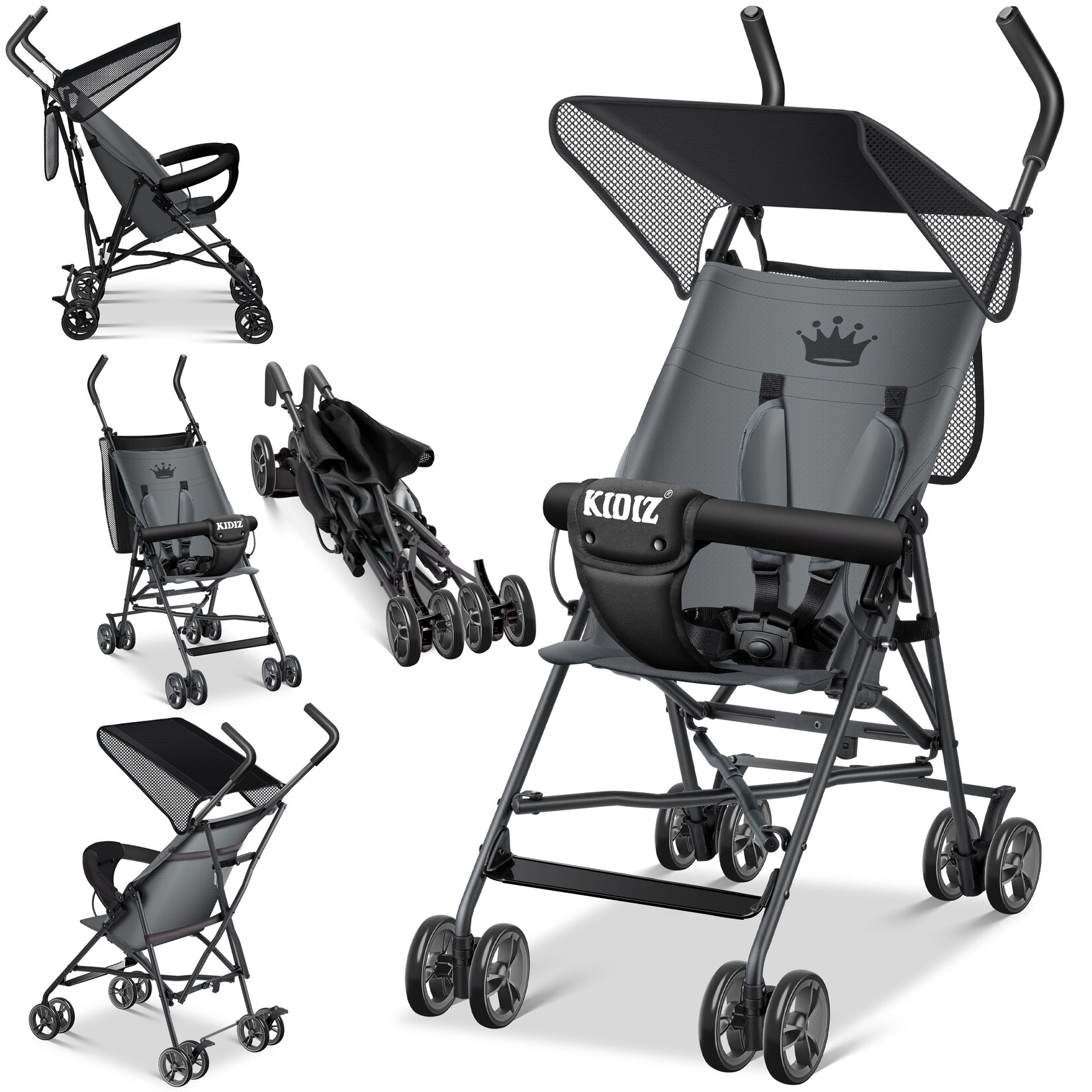 ® Kinderwagen CITY Buggy Kinderbuggy klappbar Sportwagen Faltbar 360° 4-Zoll-Räder Inkl. Sonnen- und Regenverdeck zusammenklappbar 5-Punkt-Sicherheitsgurt ab 6 Monate