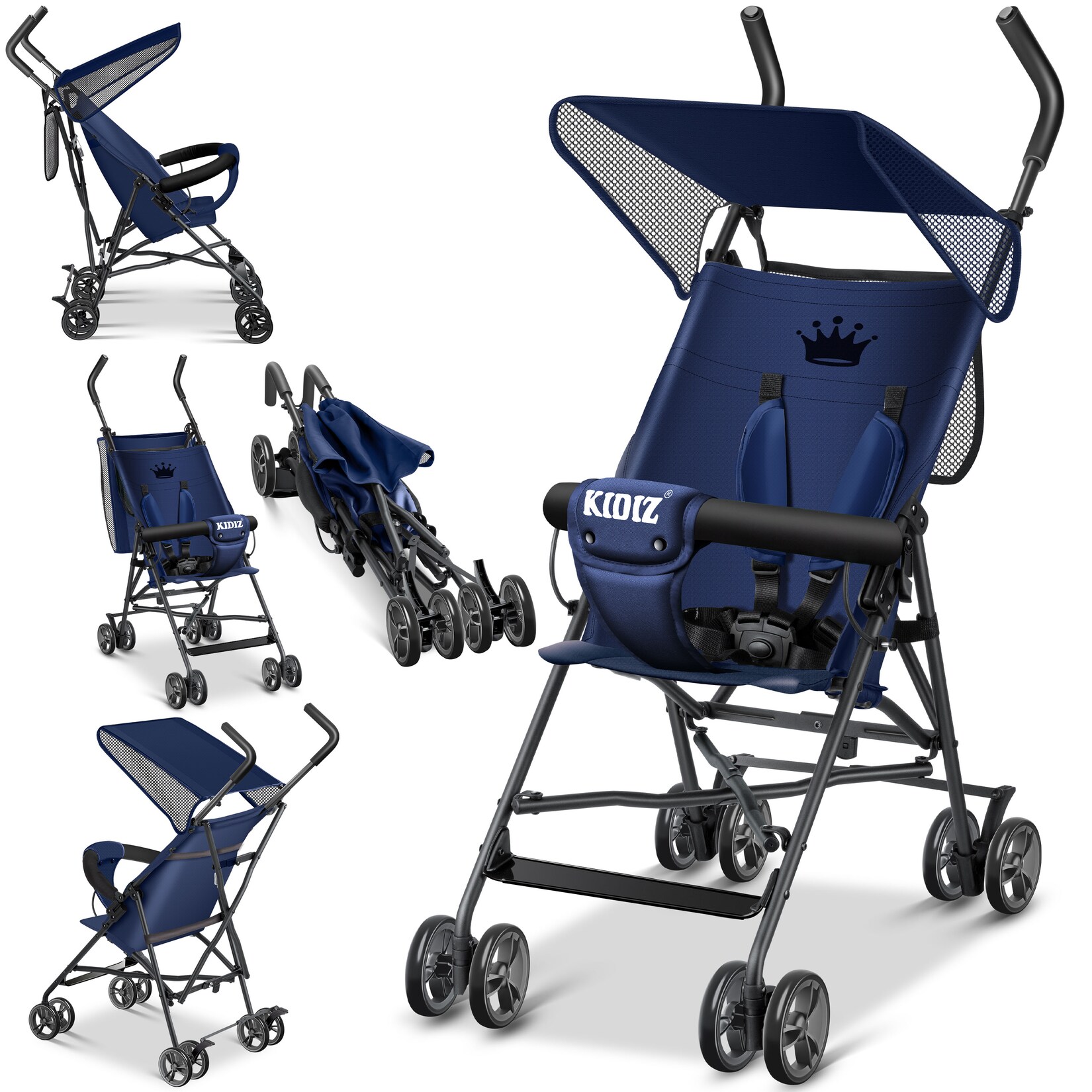 ® Kinderwagen CITY Buggy Kinderbuggy klappbar Sportwagen Faltbar 360° 4-Zoll-Räder Inkl. Sonnen- und Regenverdeck zusammenklappbar 5-Punkt-Sicherheitsgurt ab 6 Monate