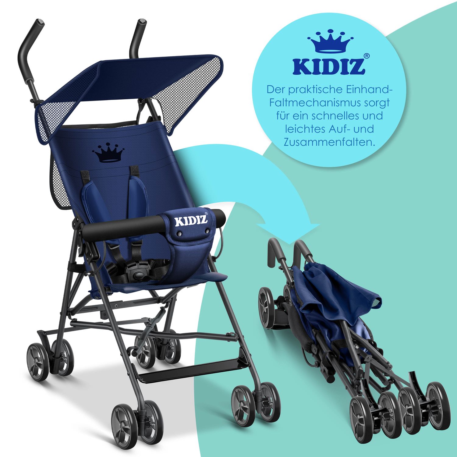 KIDUKU® 3 in 1 Kinderwagen Complete Set | Combi Wandelwagen Set incl. Reiswieg Buggy Car-Baby Shell Voetenzak | Volledig rubberen banden Luiertas Regenhoes Kindertafel ECE R129