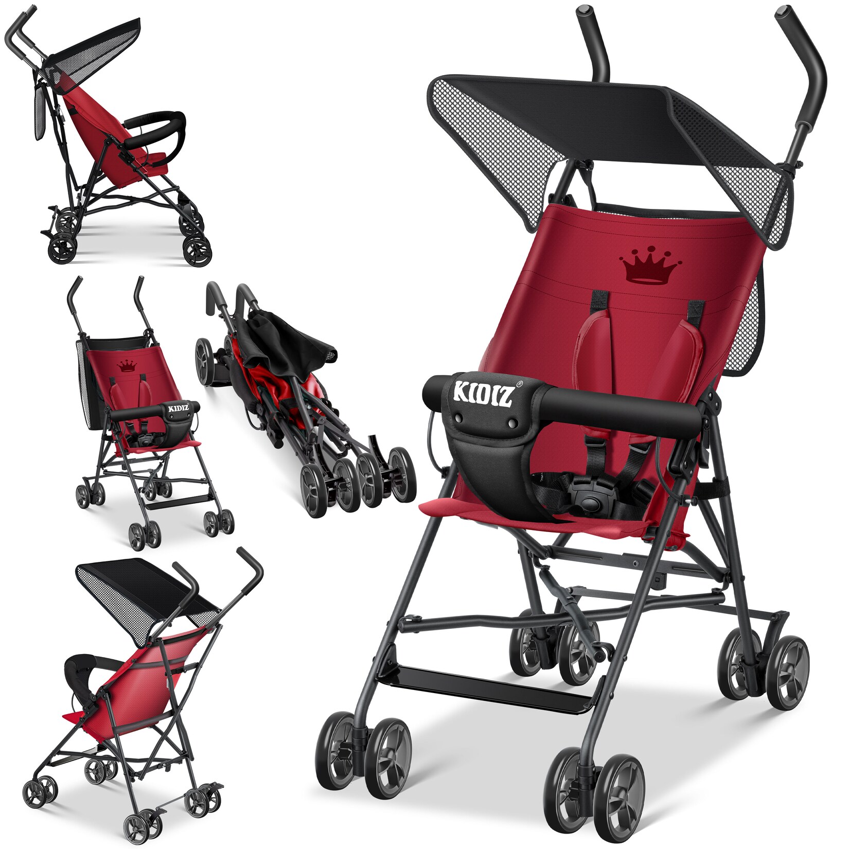 ® Kinderwagen CITY Buggy Kinderbuggy klappbar Sportwagen Faltbar 360° 4-Zoll-Räder Inkl. Sonnen- und Regenverdeck zusammenklappbar 5-Punkt-Sicherheitsgurt ab 6 Monate