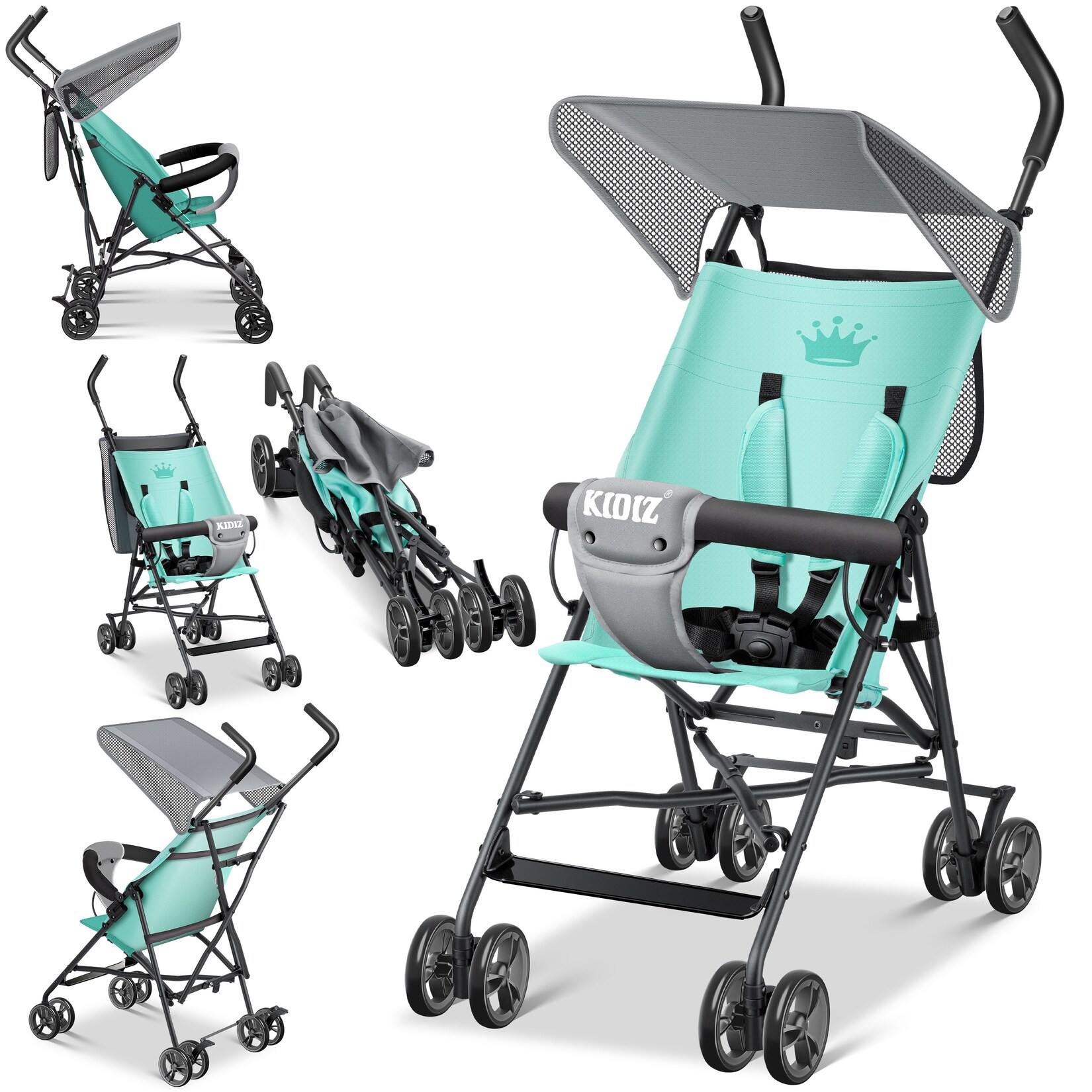 ® Kinderwagen CITY Buggy Kinderbuggy klappbar Sportwagen Faltbar 360° 4-Zoll-Räder Inkl. Sonnen- und Regenverdeck zusammenklappbar 5-Punkt-Sicherheitsgurt ab 6 Monate