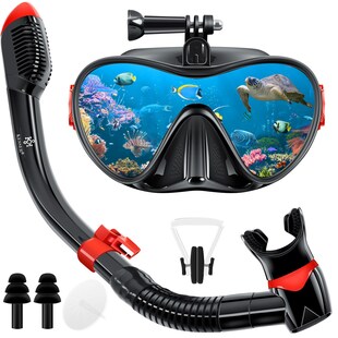 KESSER® Schnorchelset Profi Taucherbrille Schnorchelmaske Tauchset Erwachsene Tauchmaske - Inkl. Action-Cam Halterung - Antibeschlag und Anti-Leck für Freitauchen und Schnorcheln Set Taucherbrille 