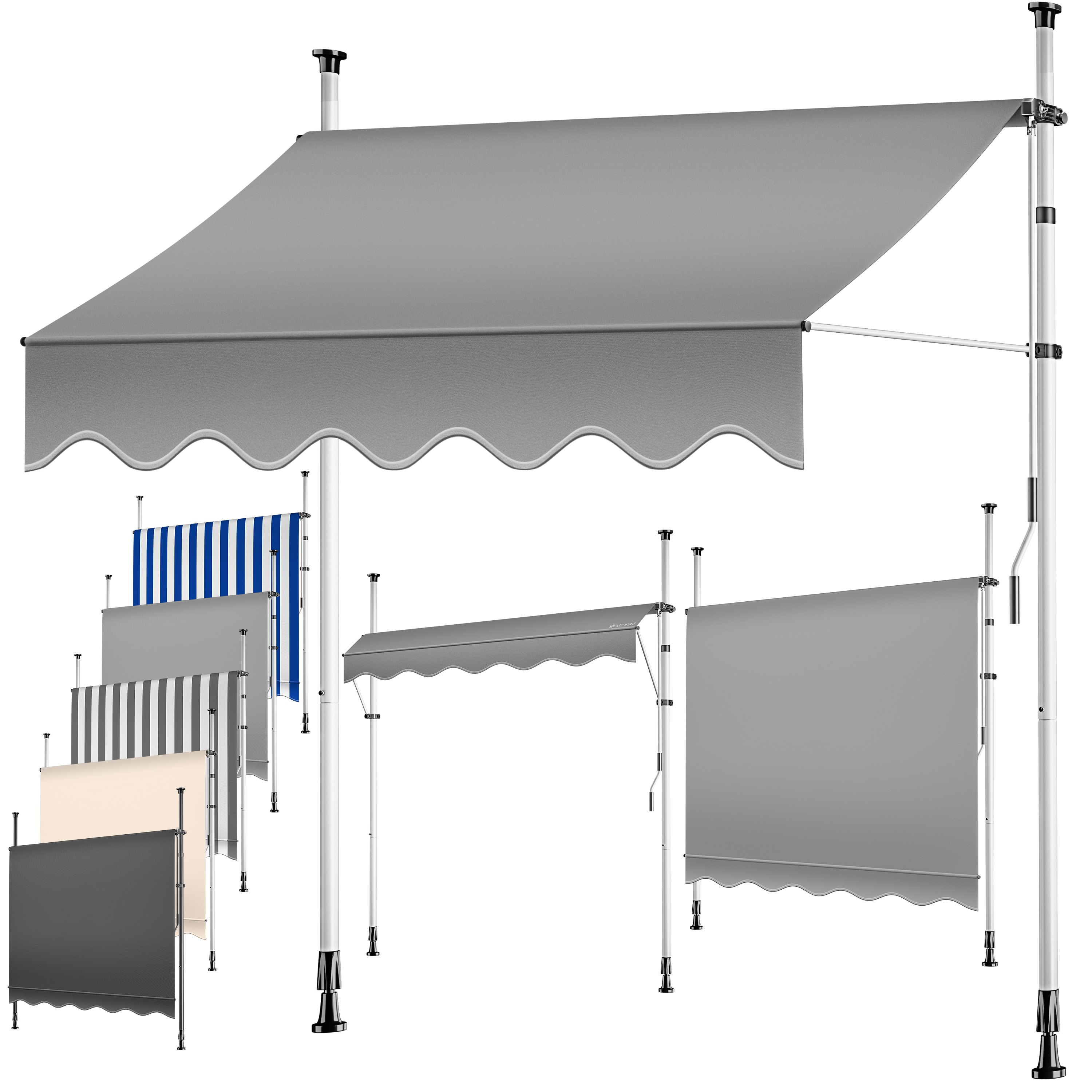 KESSER&reg; Klemmmarkise mit Handkurbel Balkon, Balkonmarkise ohne Bohren, UV-best&auml;ndig h&ouml;henverstellbar wasserabweisend , Sonnenschutz, Terrassen&uuml;berdachung , einfache Montage 