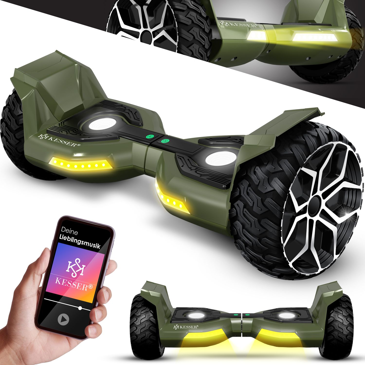 KESSER&reg; Hoverboard 8,5 Zoll 800 Watt K-HB-X10 mit Bluetooth Lautsprecher, LED Licht, Kinder Sicherheitsmodus, Dual Motor, Smart Elektro Self Balance Board Hover E-Scooter 