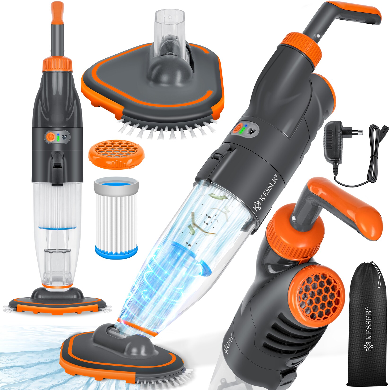 ® Poolsauger mit Akku   elektrisch Pool Bodensauger Handsauger   Poolreiniger mit Filter & 2-Geschwindigkeits-System   Handsauger Reinigungsset kabellos, Inkl. Abdeckung