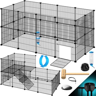 KESSER® Freigehege Gittergehege für Kaninchen aus Metallgitter XXL inkl. Tür & Trinkflasche Kleintiergehege Meerschweinchen Gehege Freilauf, Kleintierkäfig Laufgitter Hasenstall für Innen - draußen 