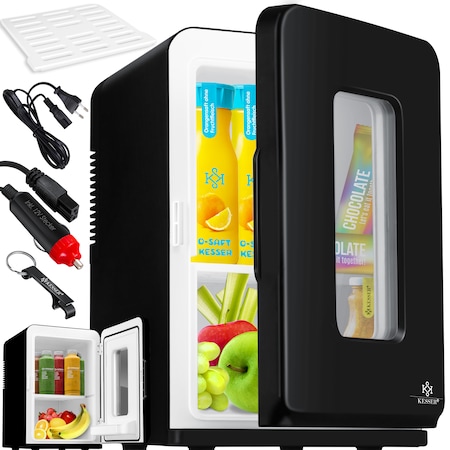 TOM 2in1 Mini Kühlschrank mit Kühl- und Heizfunktion– 15 Liter – Tragbare  leise Kühlschränke – für Auto, Camping, Wohnmobil, Gaming, Kosmetik & Co –  Schwarz & Mint - PLUS Geschenk : : Elektro-Großgeräte