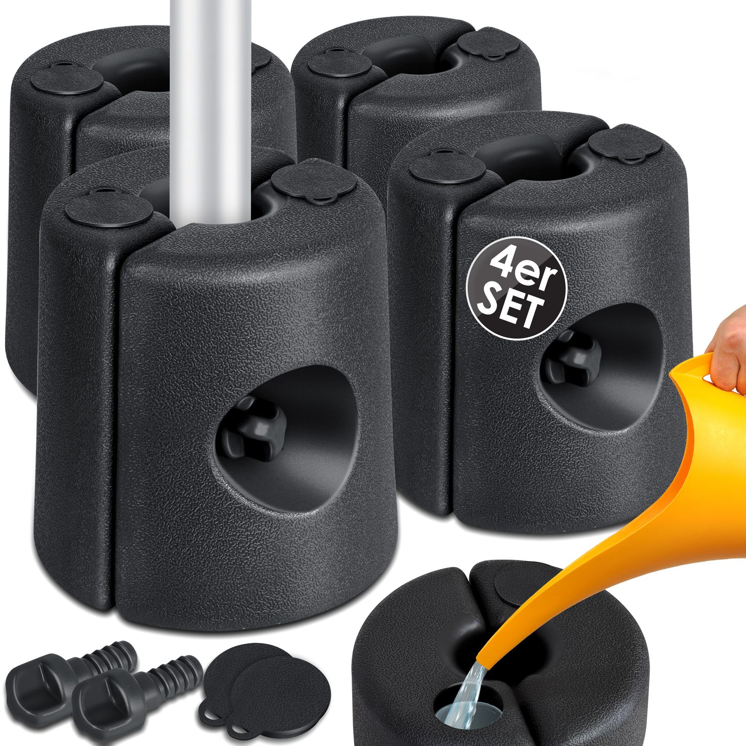 KESSER&reg; Pavillonstandf&uuml;&szlig;e 4er Set Pavillon Standfu&szlig; mit Wasser/Sand bef&uuml;llbar 22 x 22 x 25cm HDPE Gewichte zur Stabilisation f&uuml;r Pavillons Gartenzelte Festzelte Standsicherung Stabil 