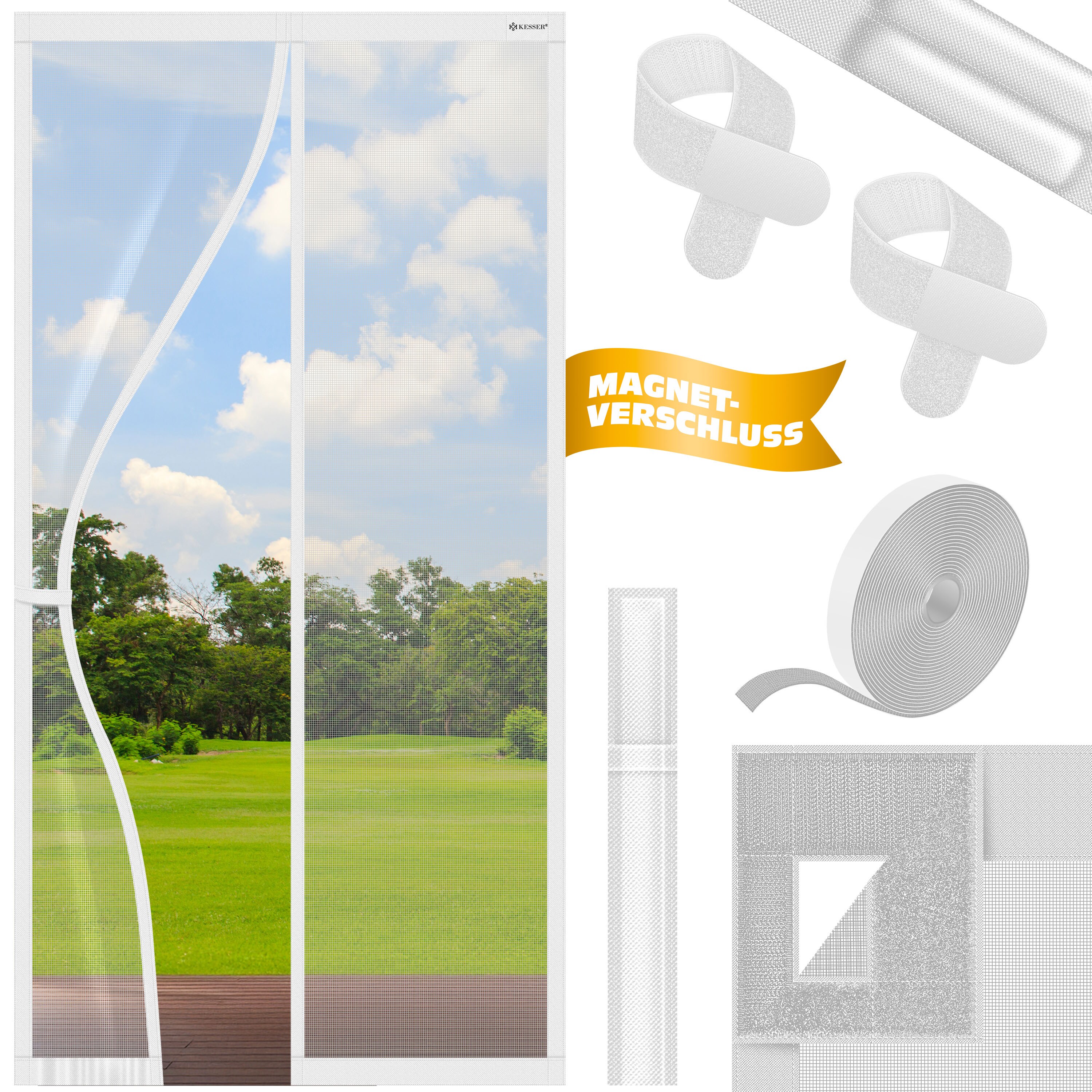 KESSER&reg; Magnet Fliegengitter T&uuml;r Insektenschutz Magnetvorhang T&uuml;rvorhang Schutzgitter mit kinderleichter Inkl. Klebemontage f&uuml;r Balkont&uuml;r Terrassent&uuml;r Kellert&uuml;r Montage Ohne Bohren 