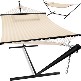 KESSER® Hängematte HILL mit Gestell Kissen Doppelhängematte für 2 Personen-Stabiler Rahmen -200kg Belastbarkeit Indoor & Outdoor XXL Hängesessel Doppel Mehrpersonen Garten Pool Balkon Terrasse 
